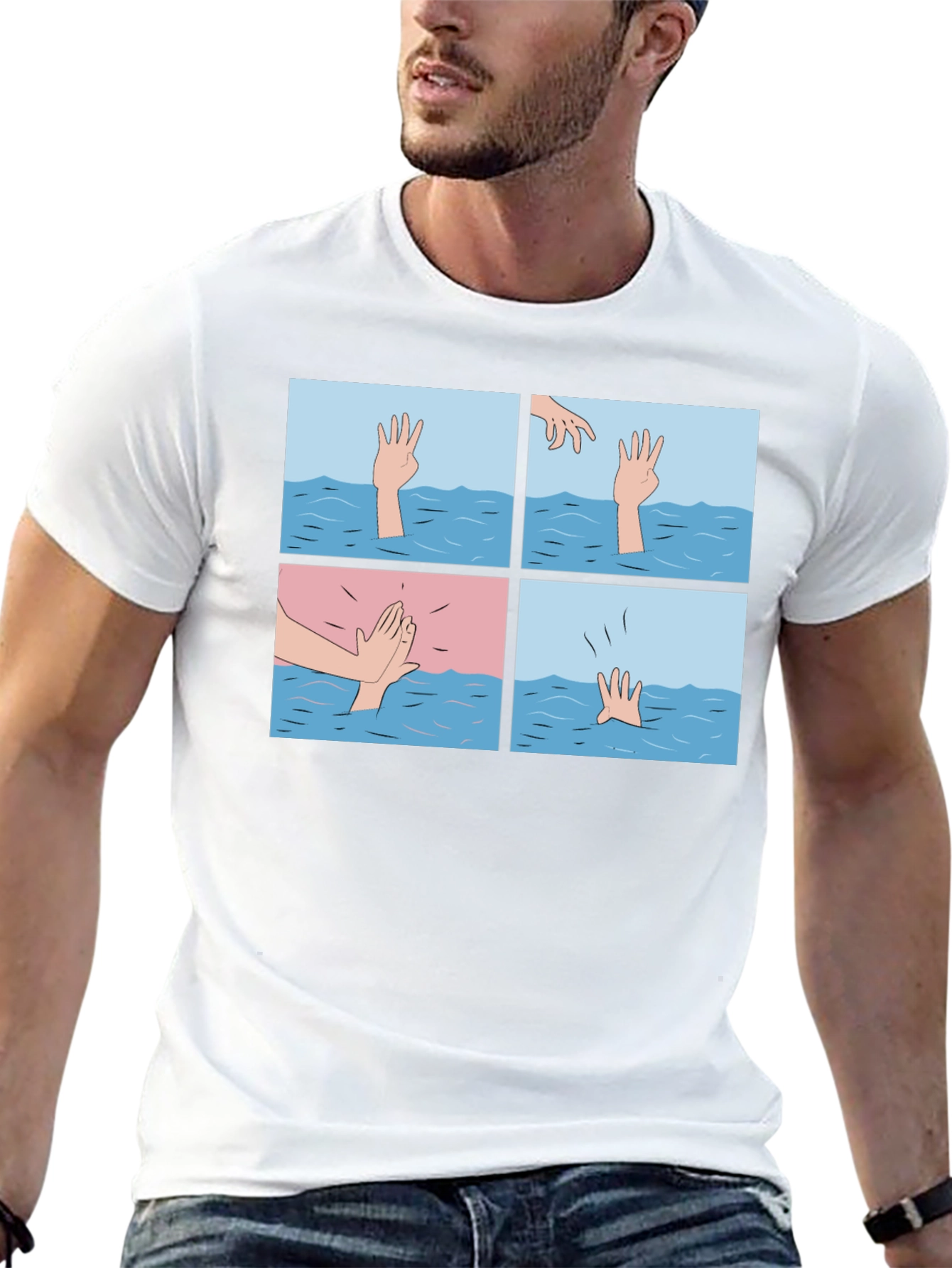 Comic Strip Graphic T-Shirt - Drowning Meme