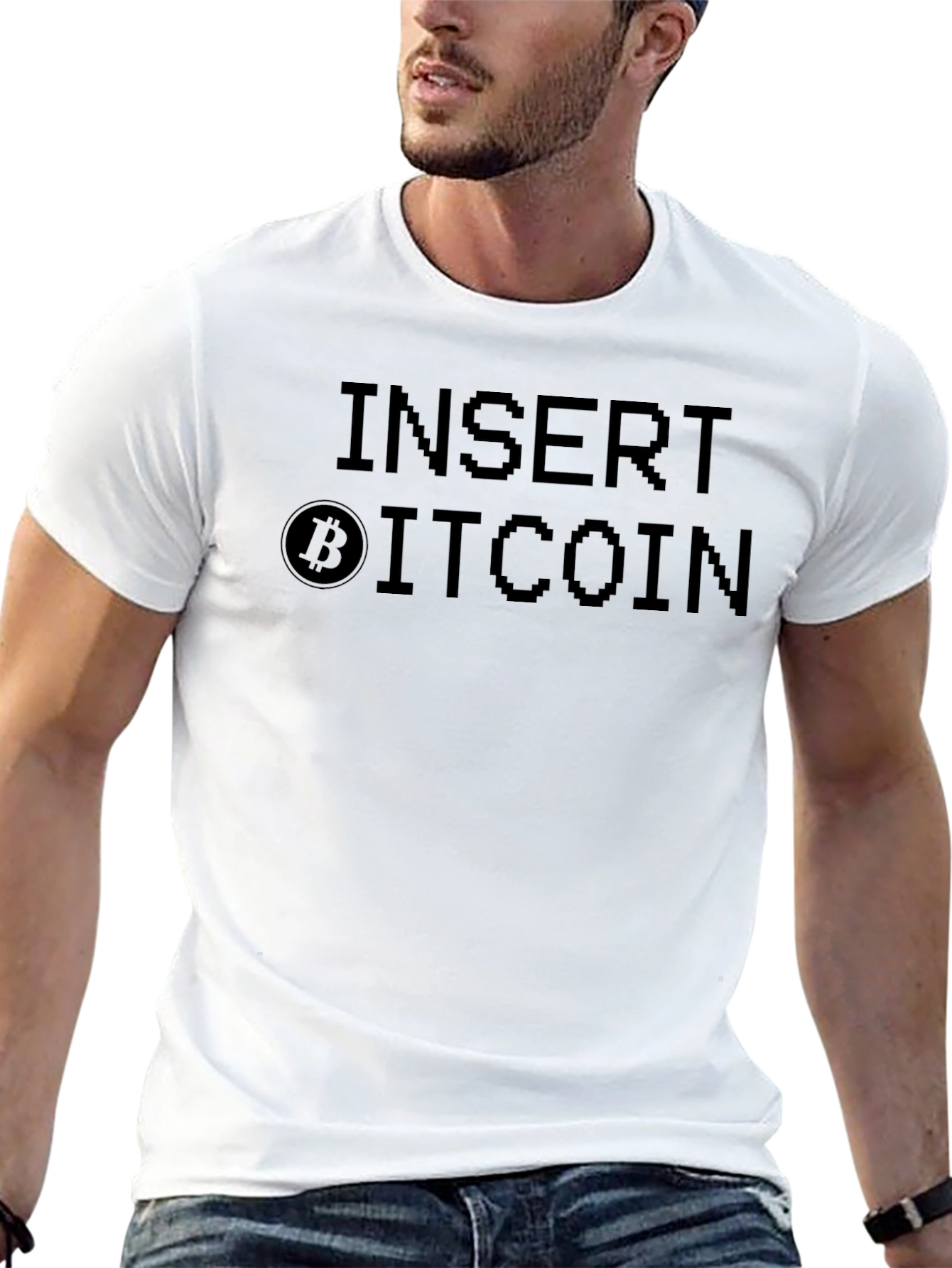Insert Bitcoin Pixel Graphic T-Shirt - Black