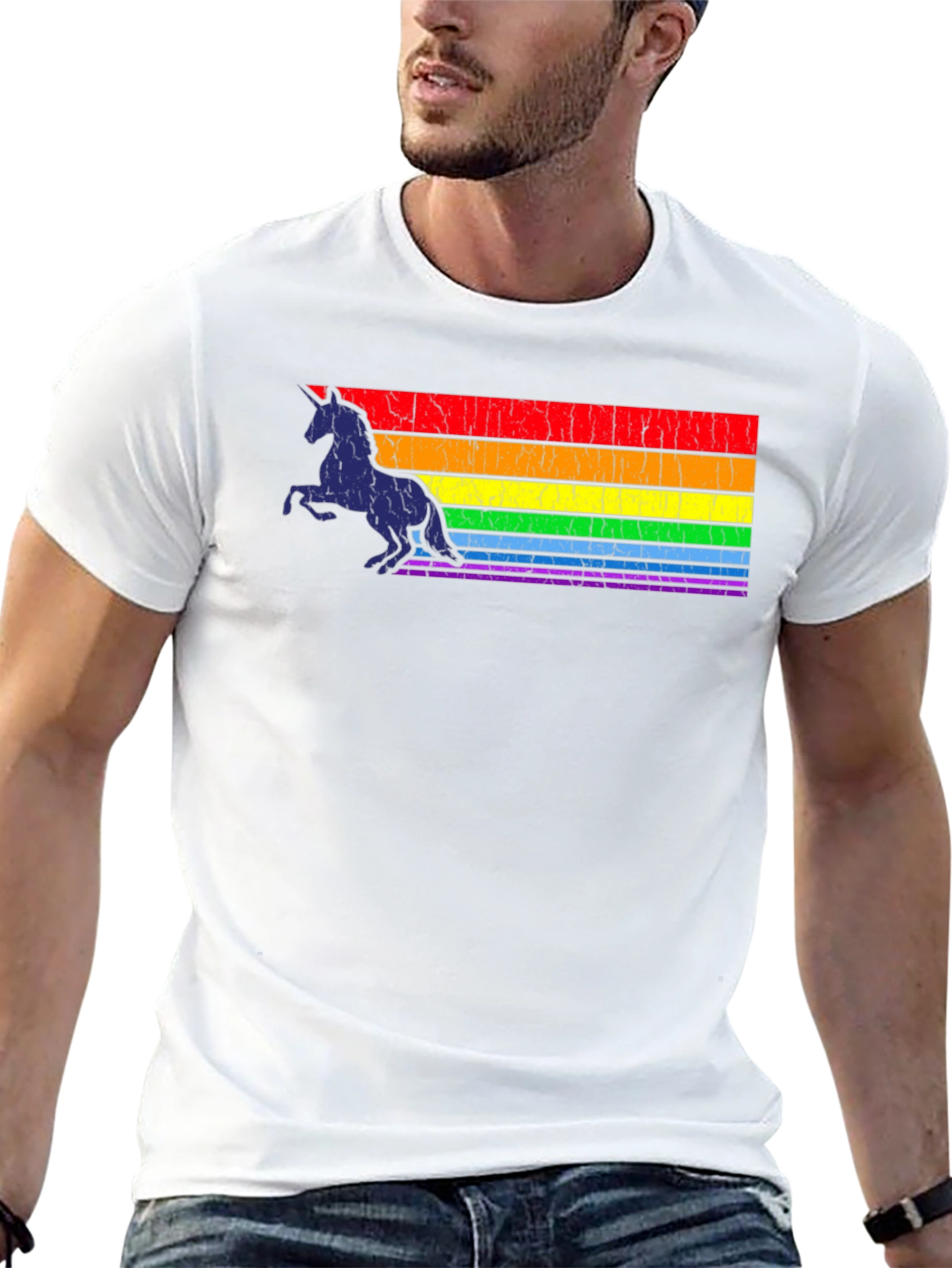 Rainbow Unicorn Black T-Shirt