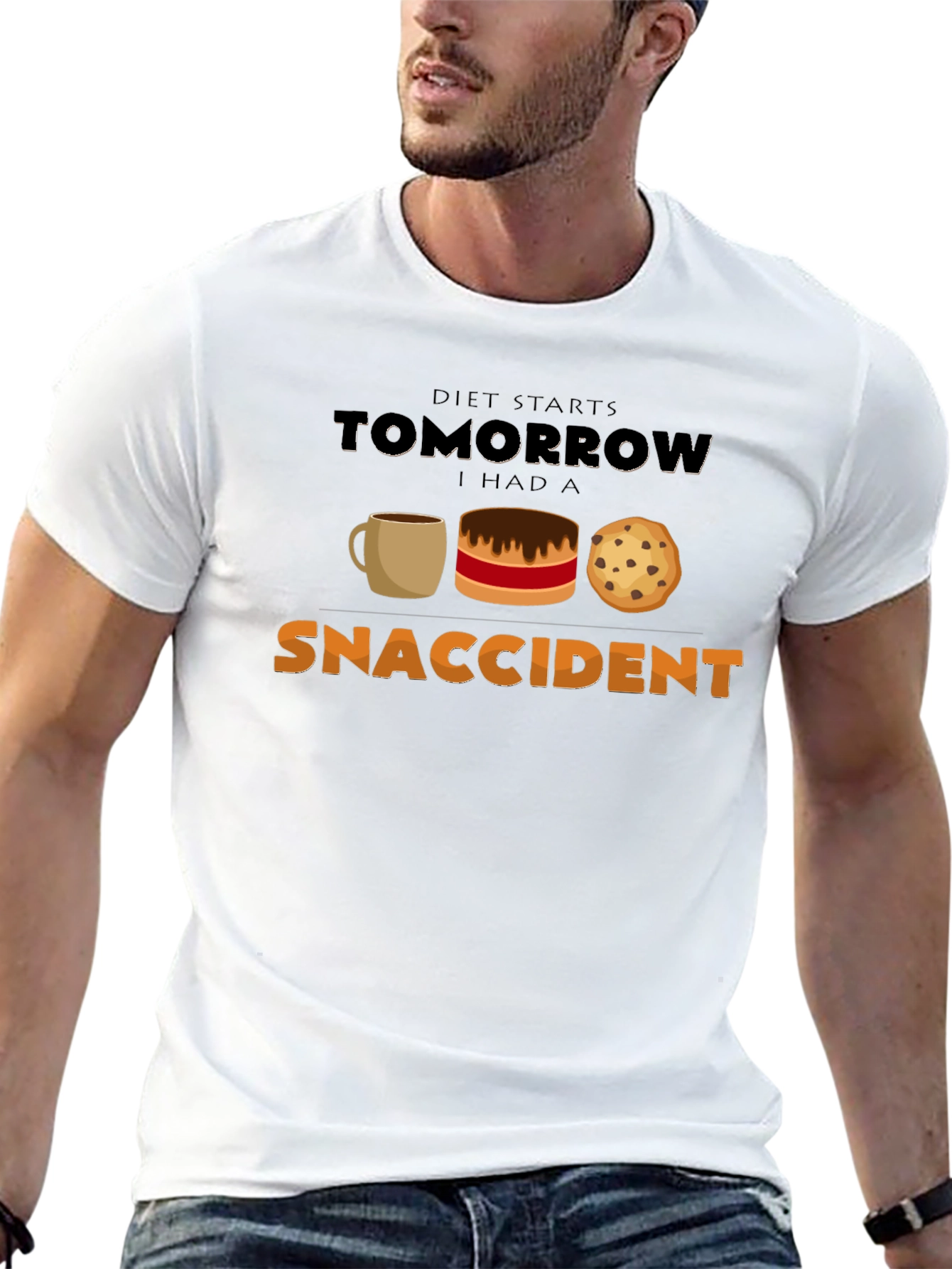 Snaccident Black T-Shirt - Diet Starts Tomorrow