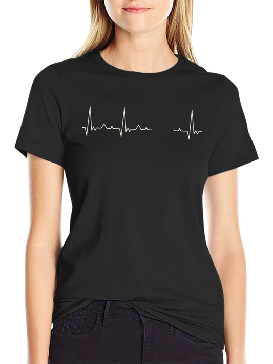 Mens Black T-Shirt with Heartbeat Graphic