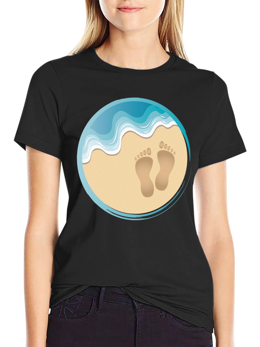 Beach Footprints Graphic T-Shirt