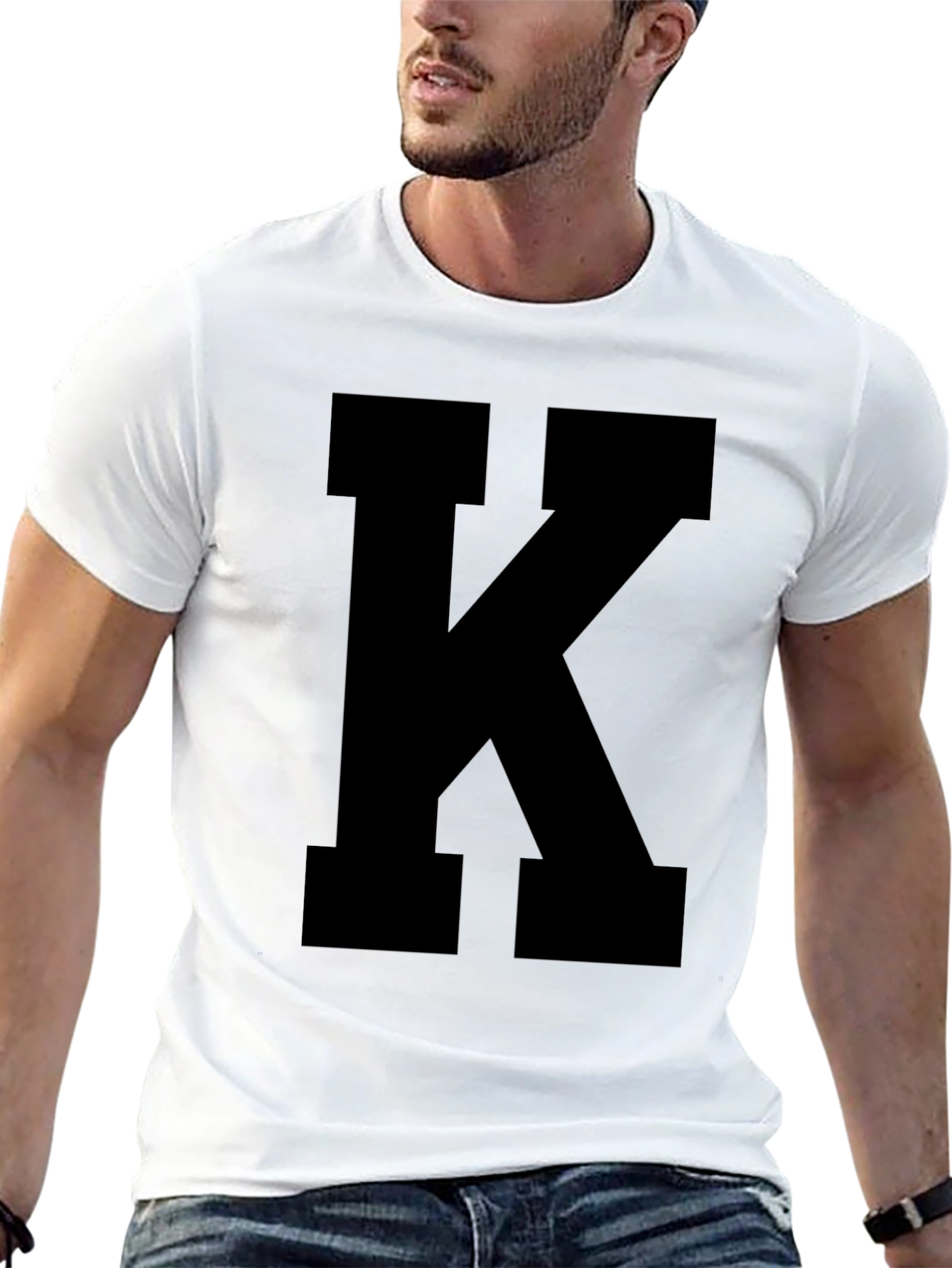Bold Black K Graphic Tee - Classic Comfort