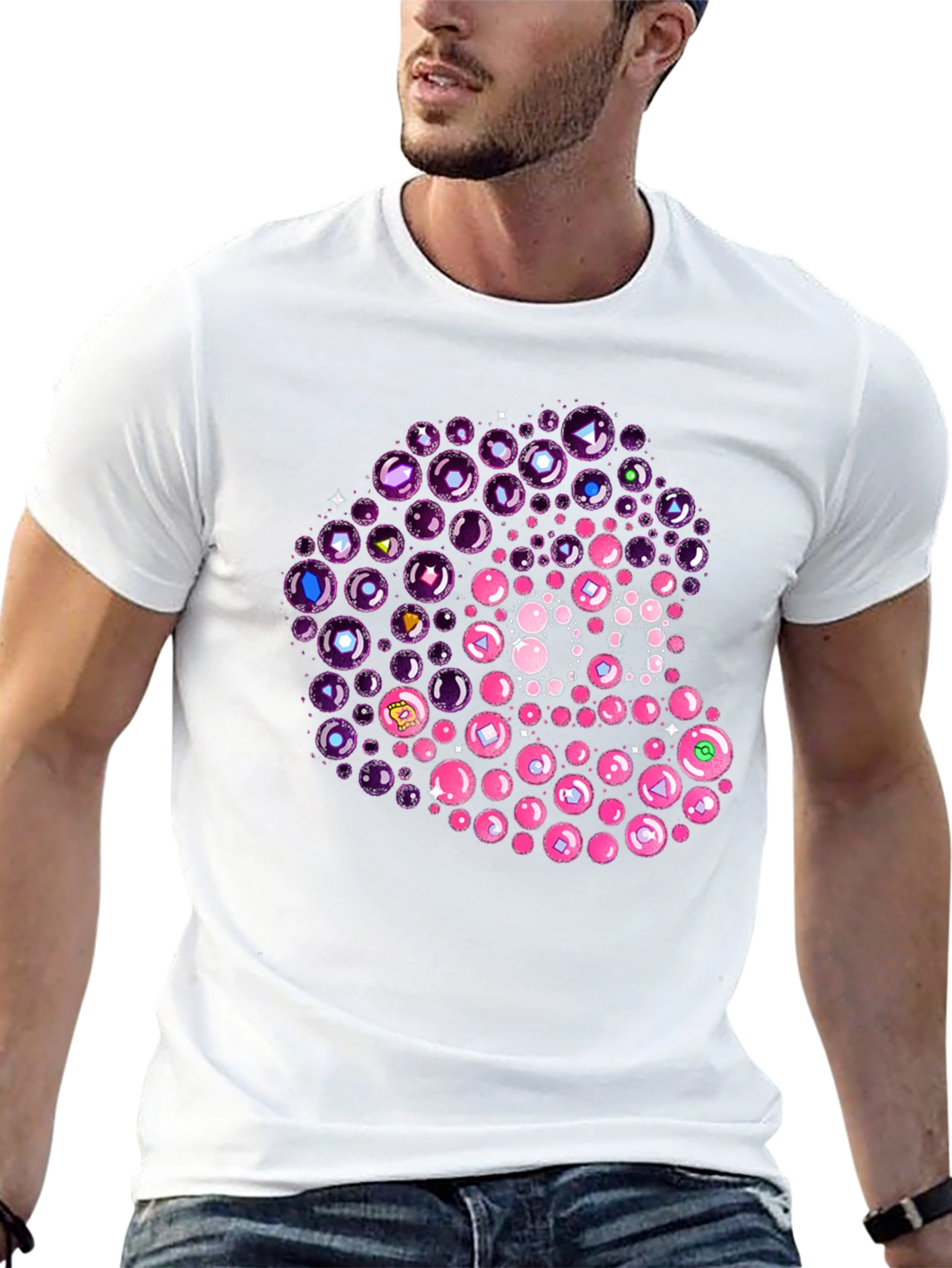 Unique Bubble Gem T-Shirt - Black Cotton Tee
