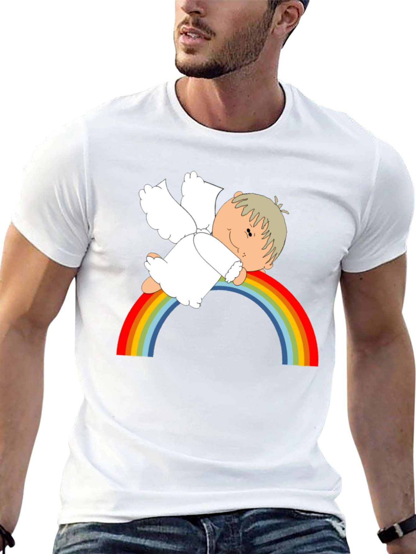 Cute Angel Rainbow Graphic T-Shirt
