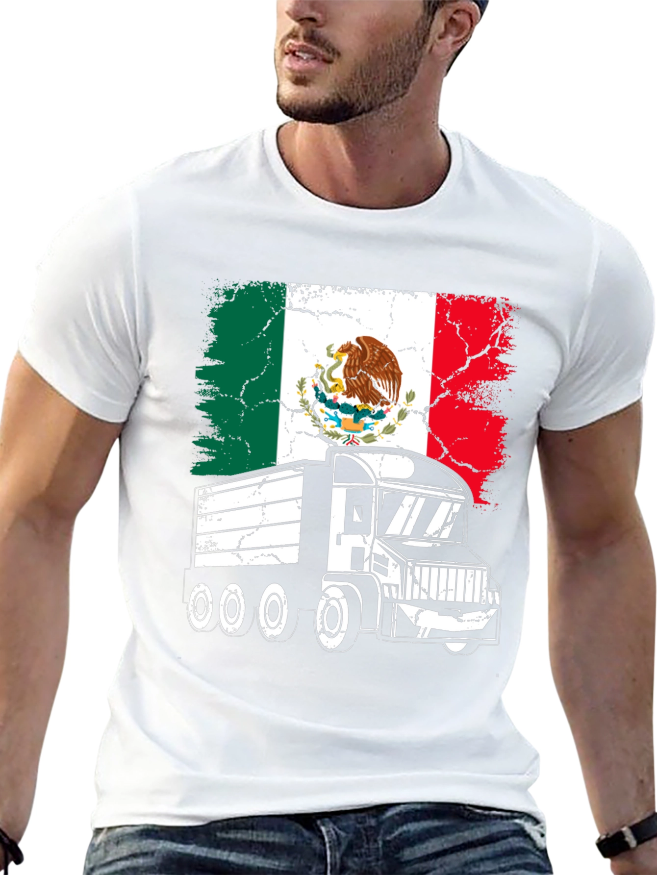 Mexican Flag Trucker T-Shirt - Black Graphic Tee