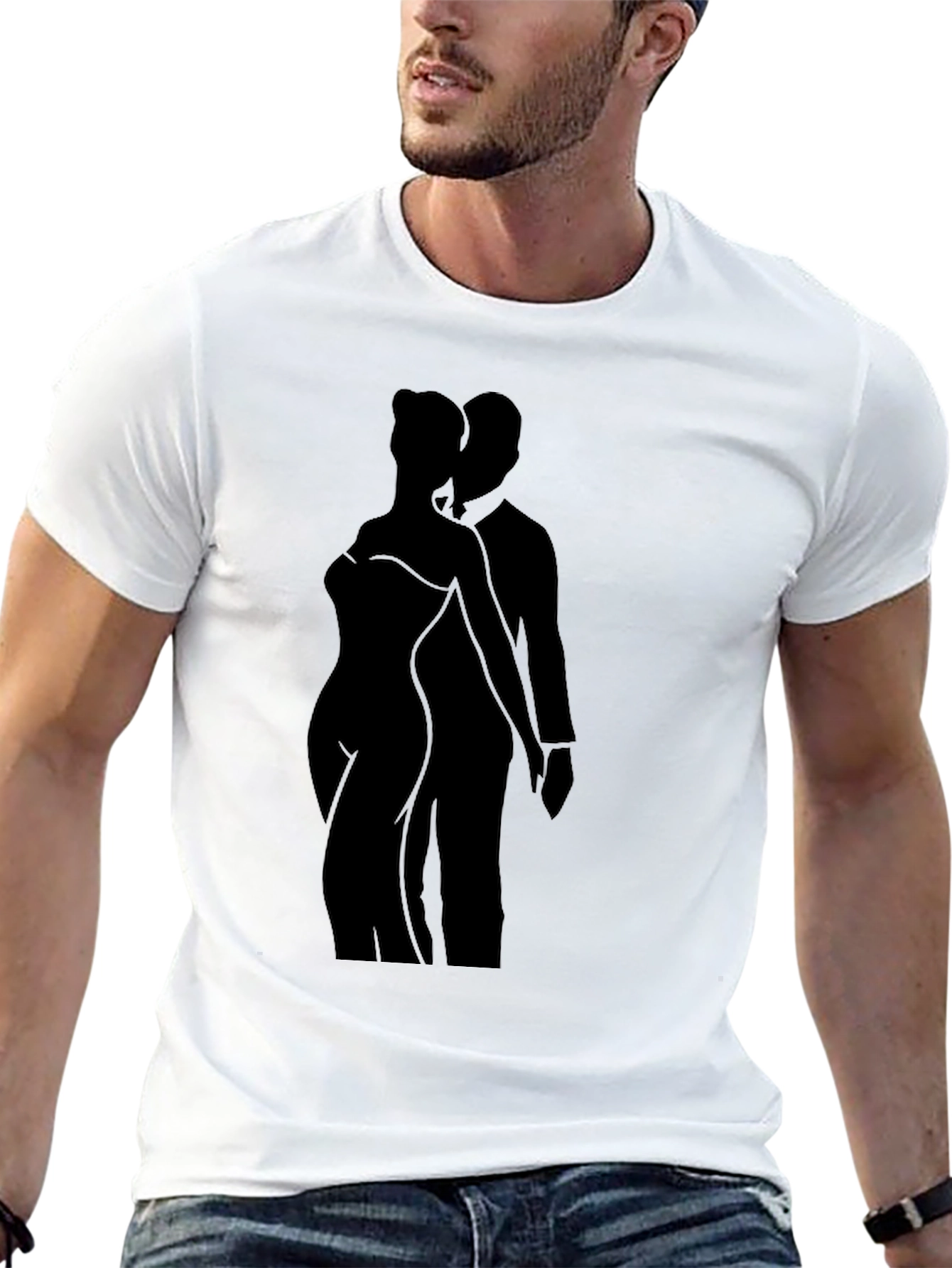 Silhouette Couple Graphic Black T-Shirt