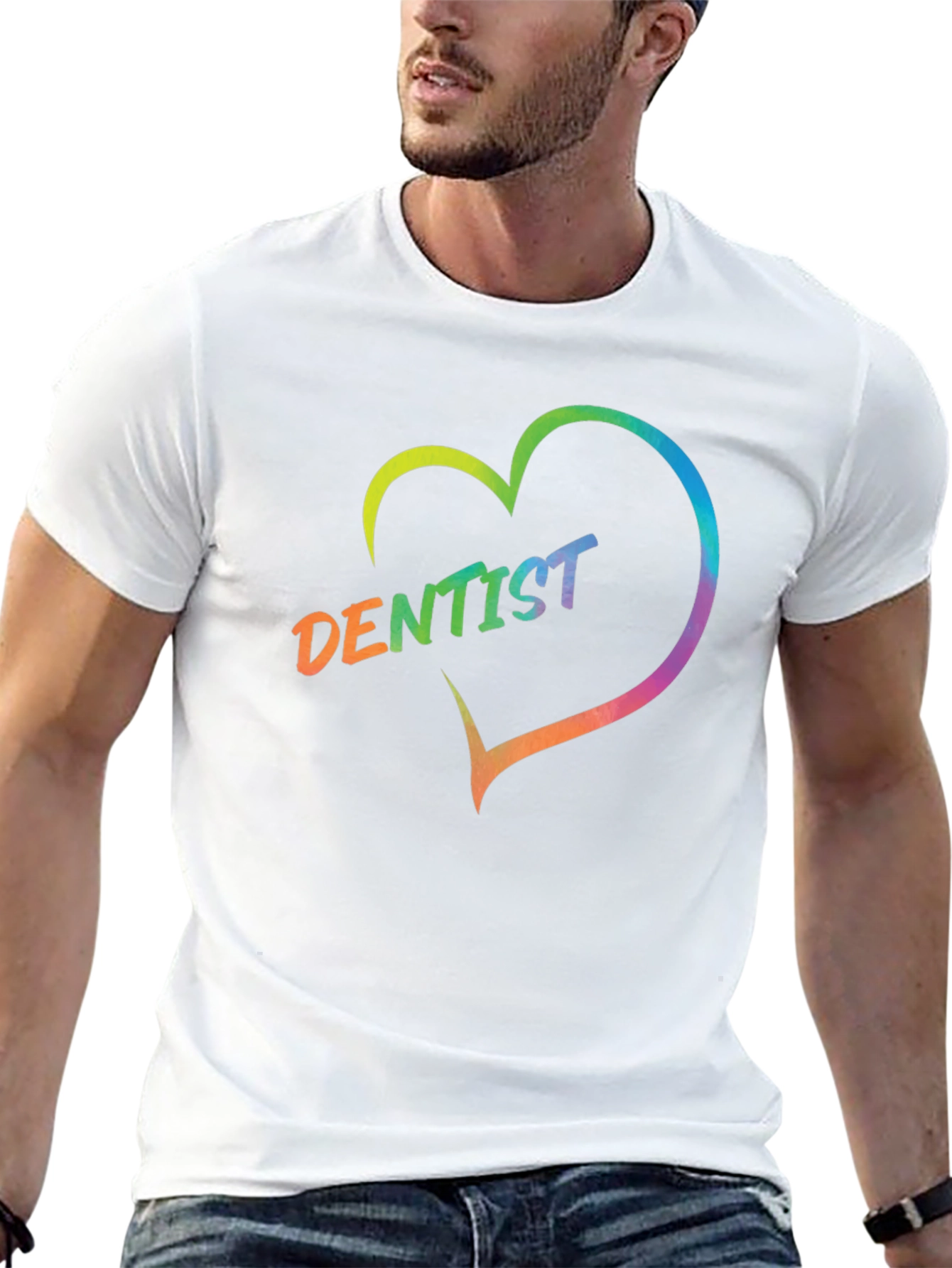 Dentist Rainbow Heart Graphic T-Shirt