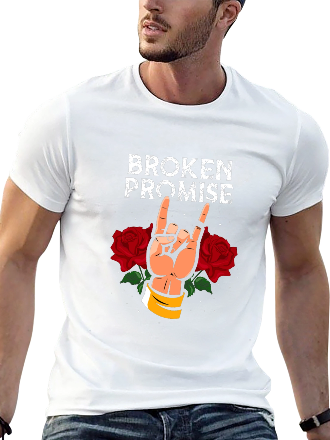 Broken Promise Graphic Tee - Rock & Roses Design