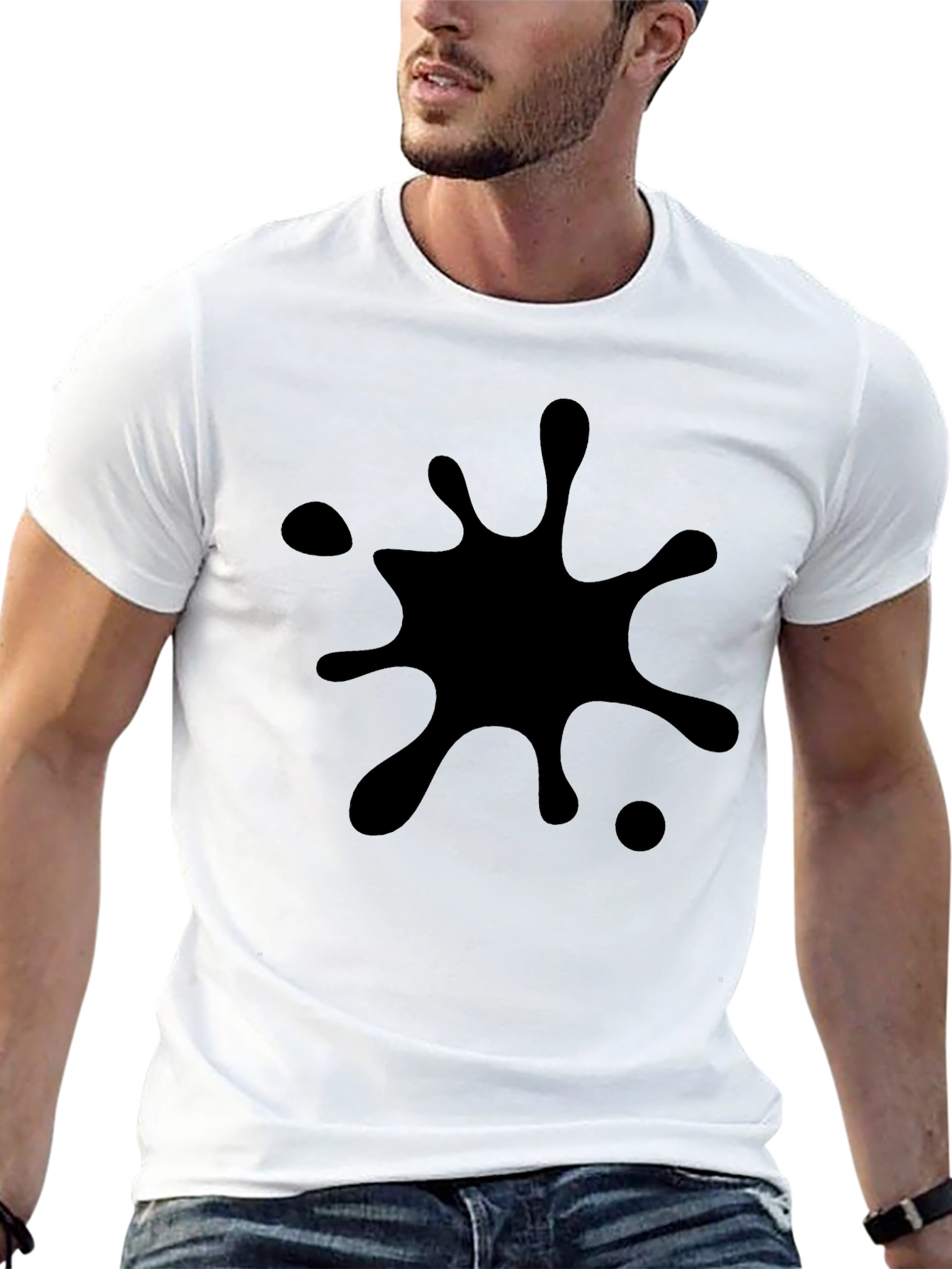 Black Splatter Print T-Shirt - Casual Style