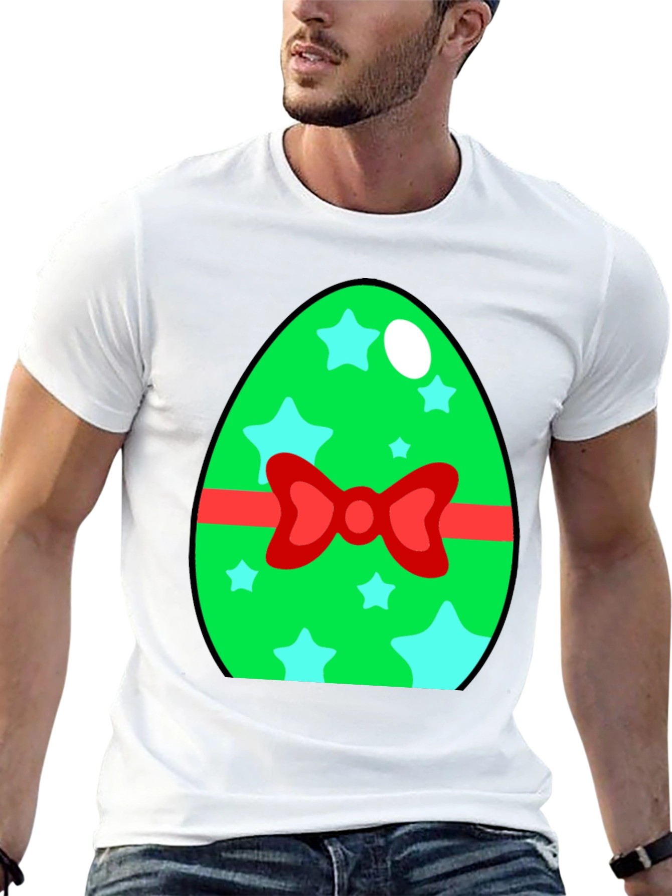 Easter Egg T-Shirt - Green Star Bow Tie