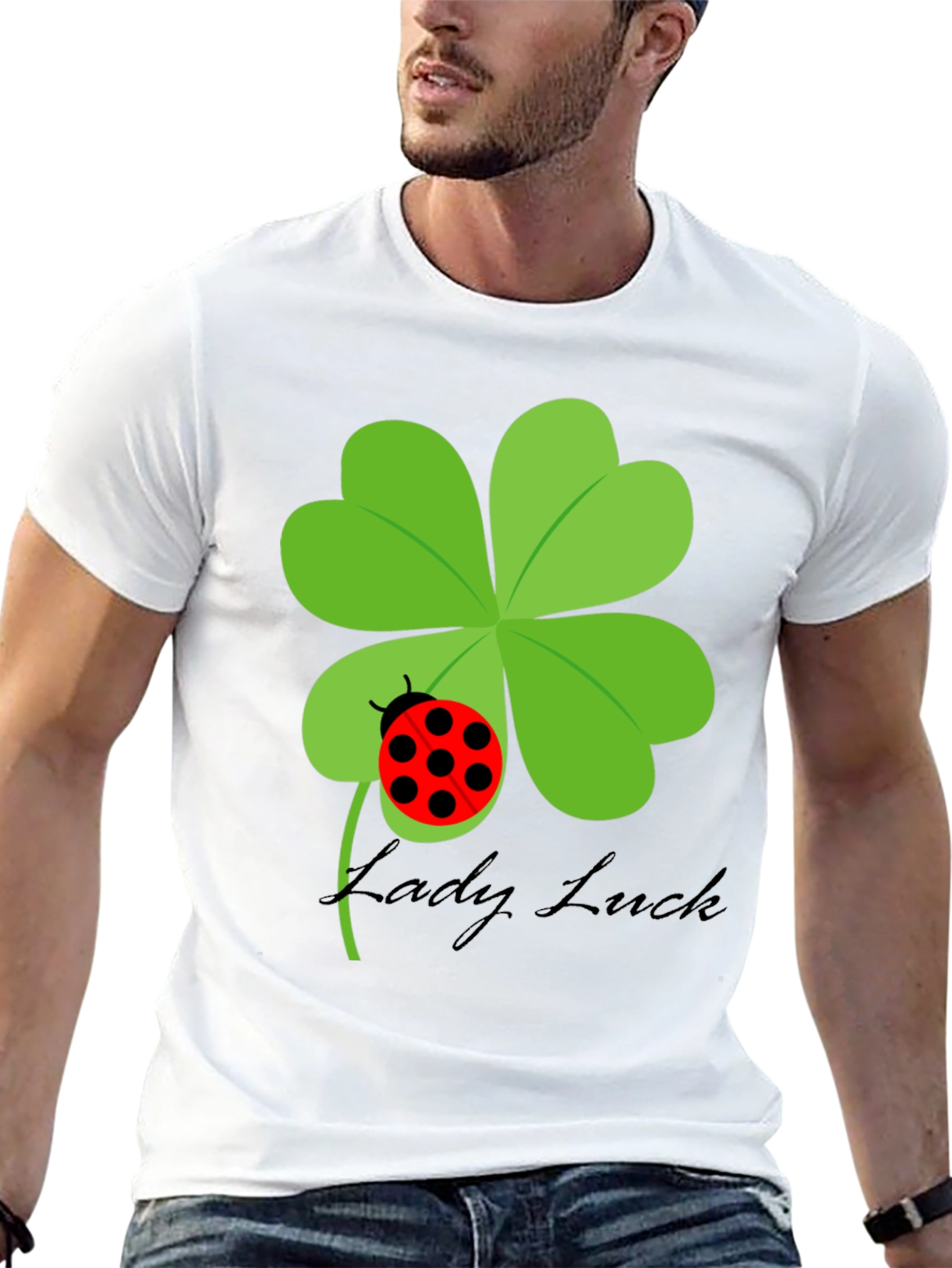 Lucky Ladybug Clover T-Shirt - Black