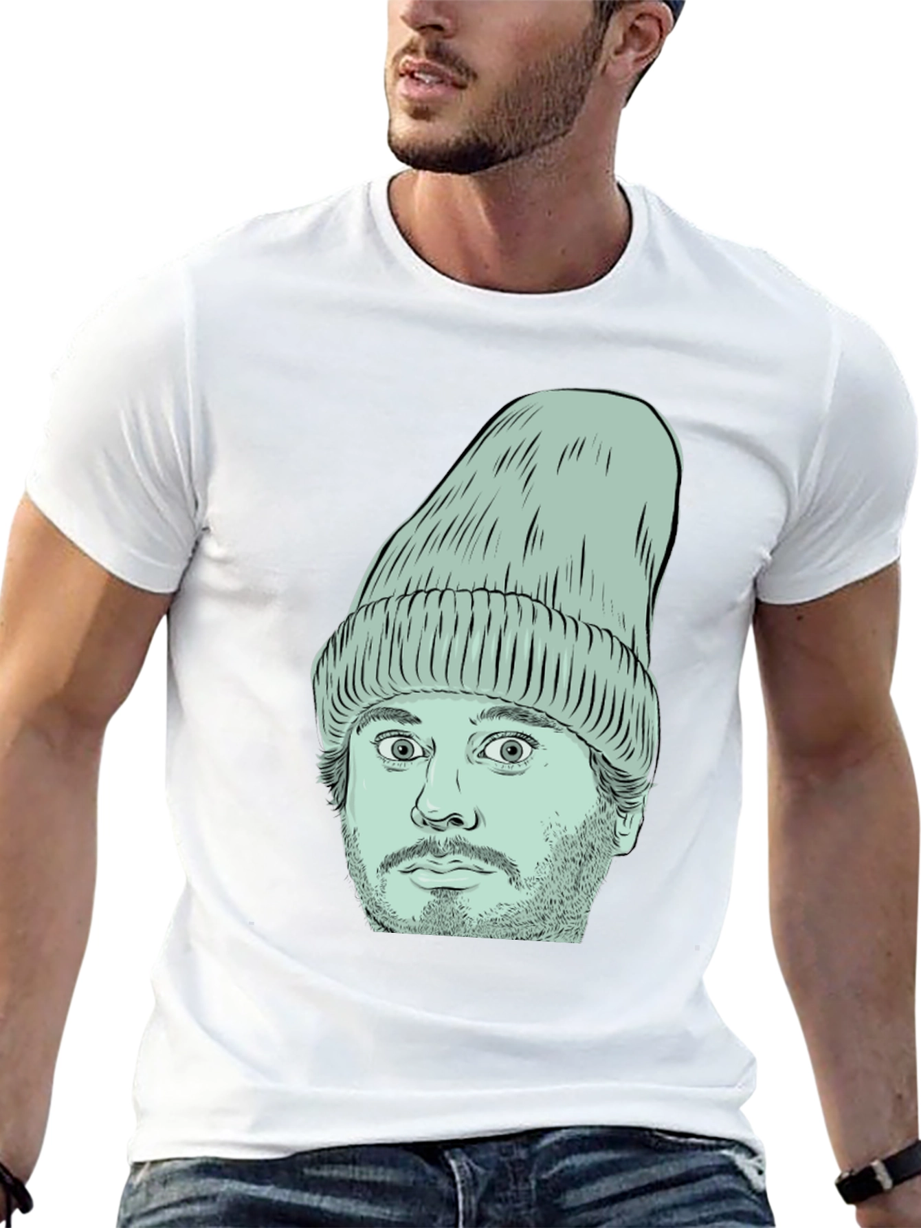 Beanie Face Graphic T-Shirt - Unique Style