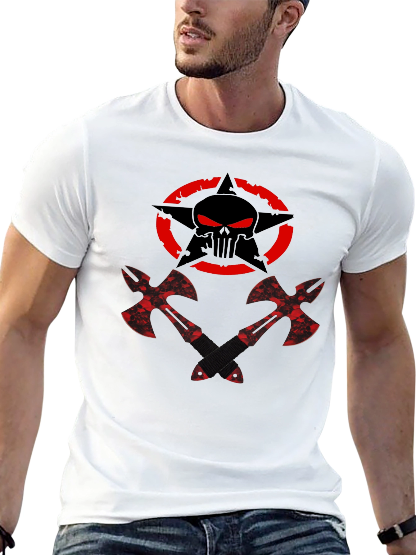 Skull Star & Axes Graphic Tee