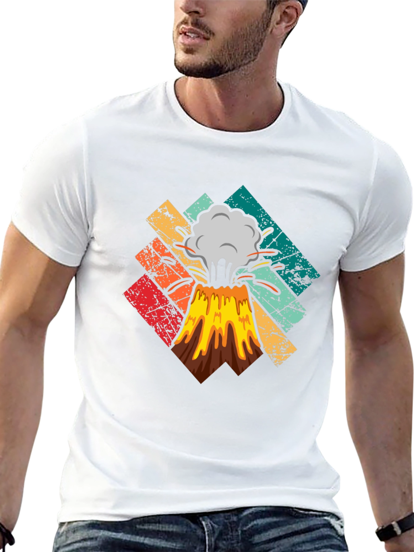 Retro Volcano Eruption Graphic Tee