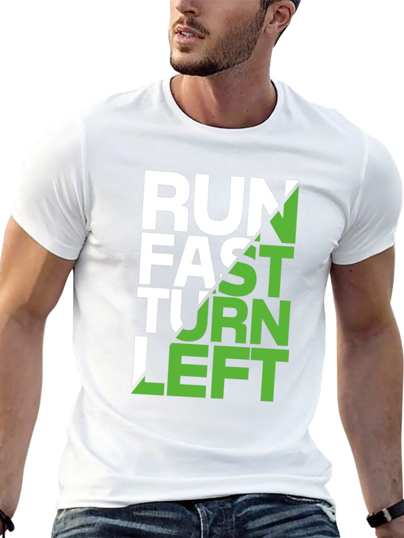 Run Fast Turn Left Graphic Tee - Black