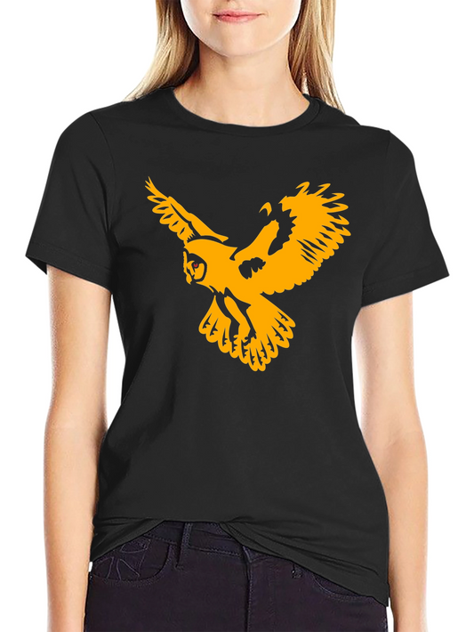 Black T-Shirt with Gold Owl Graphic