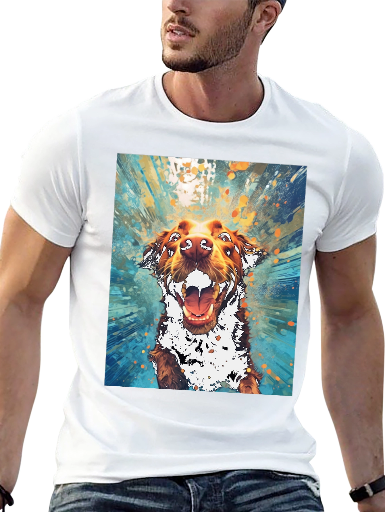 Dog Art Graphic Tee - Mens Black T-Shirt