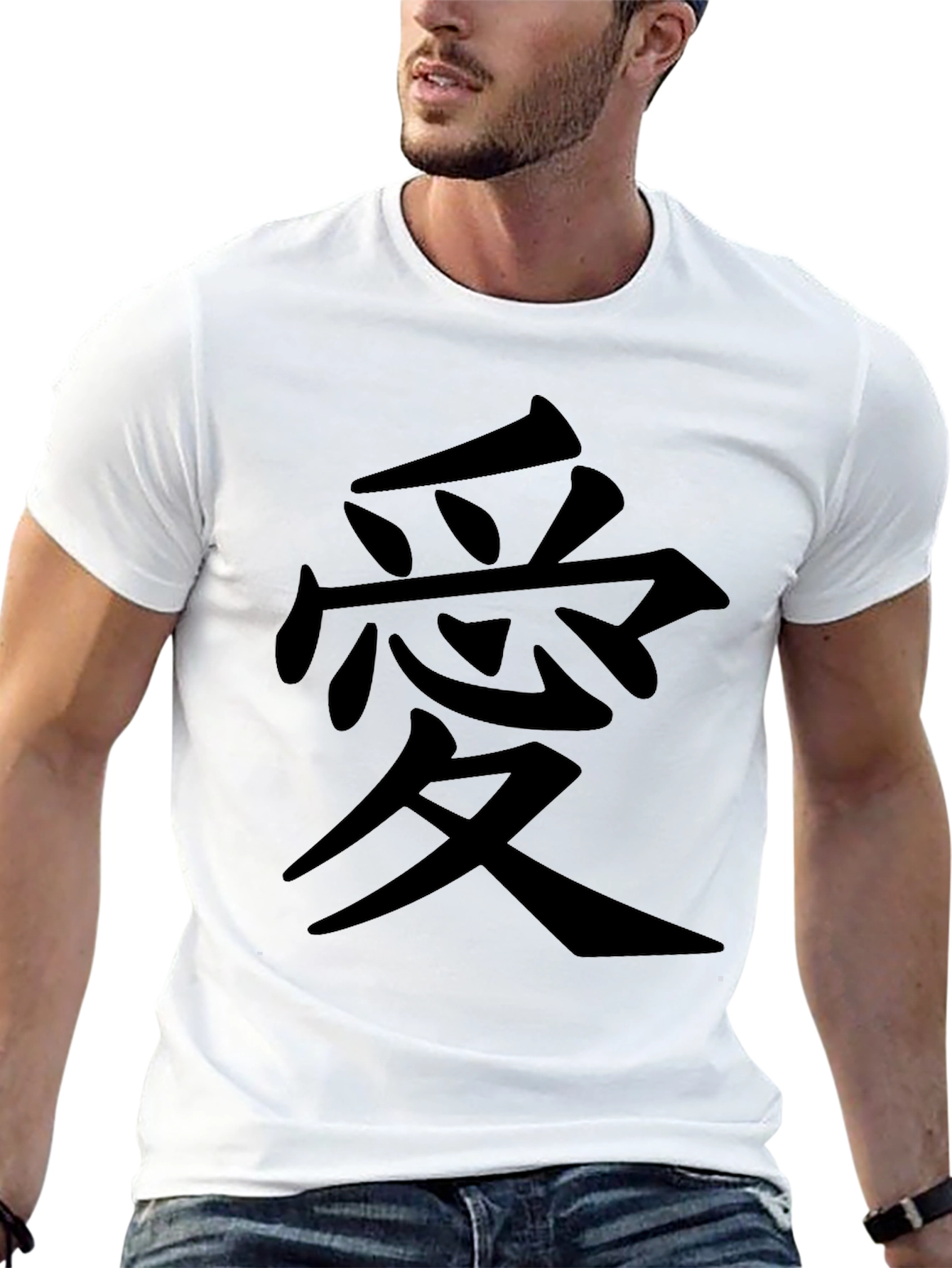 Mens Black T-Shirt with Japanese Kanji
