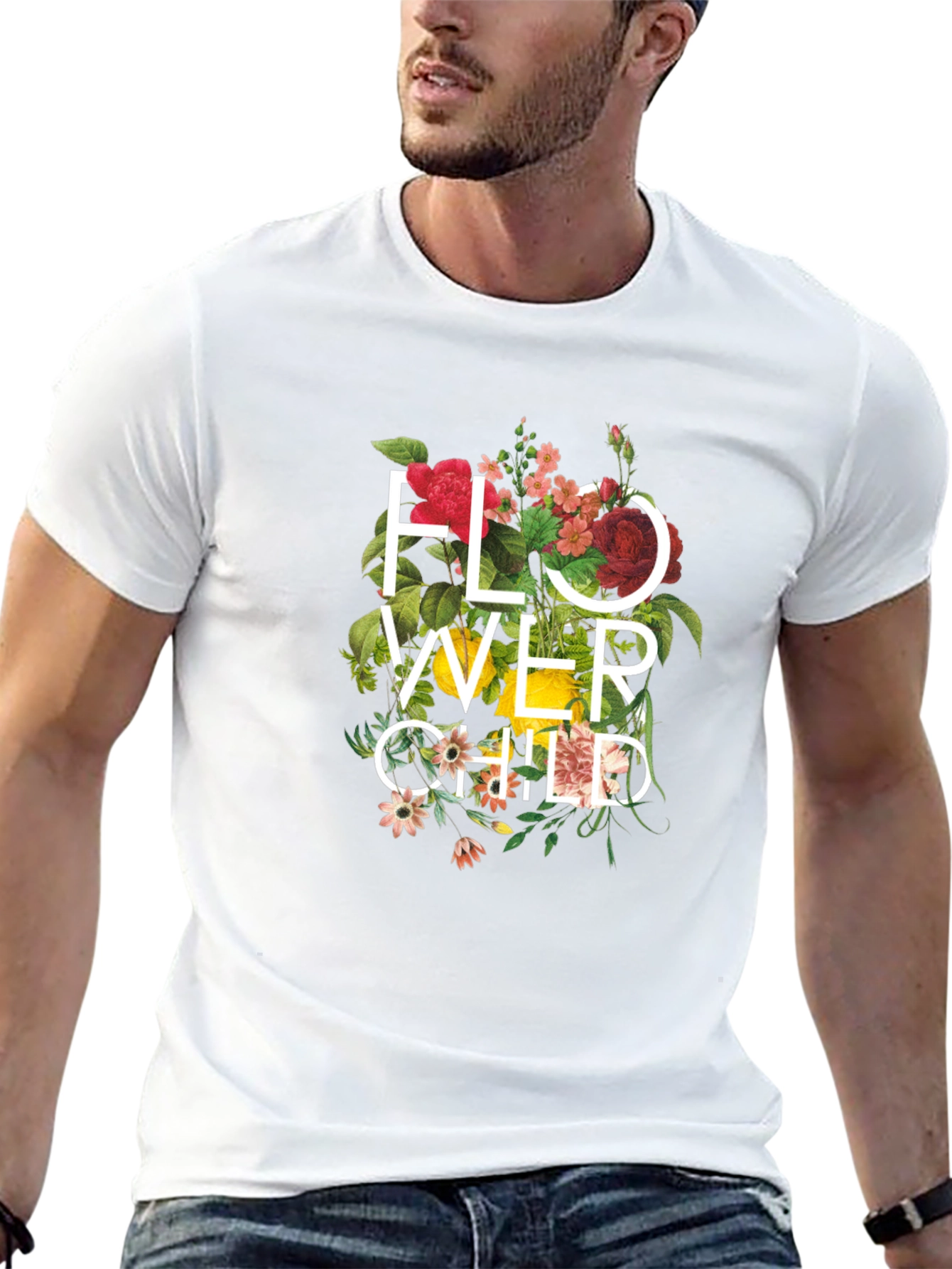 Flower Child Graphic Print T-Shirt - Black