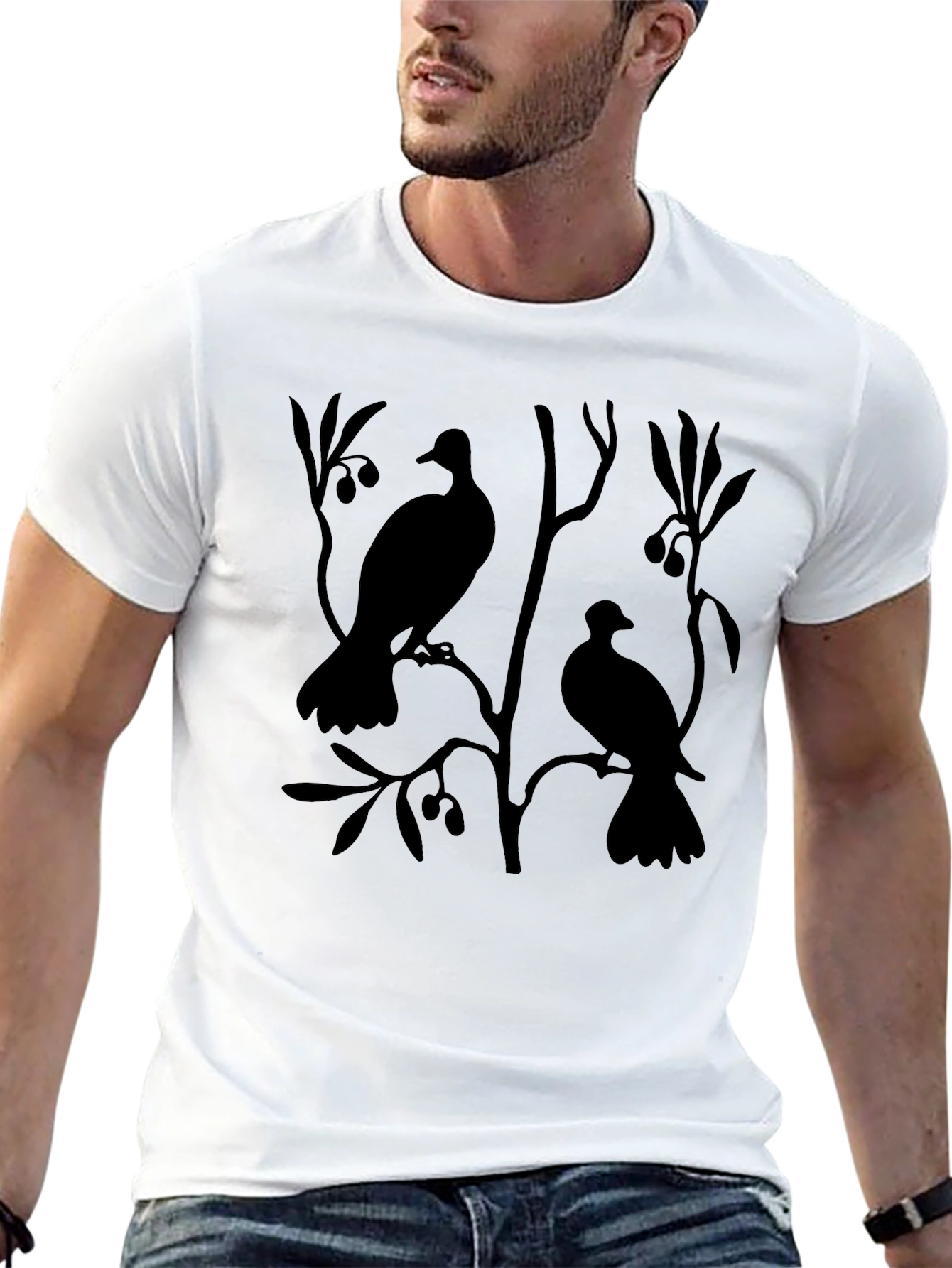 Birds on Branch Black Graphic Tee