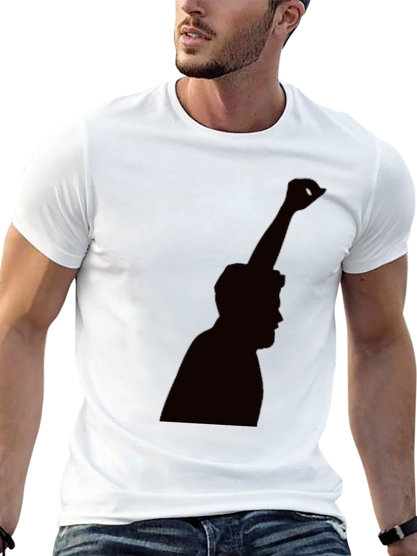 Silhouette Graphic Tee - Black Cotton Blend Casual Shirt