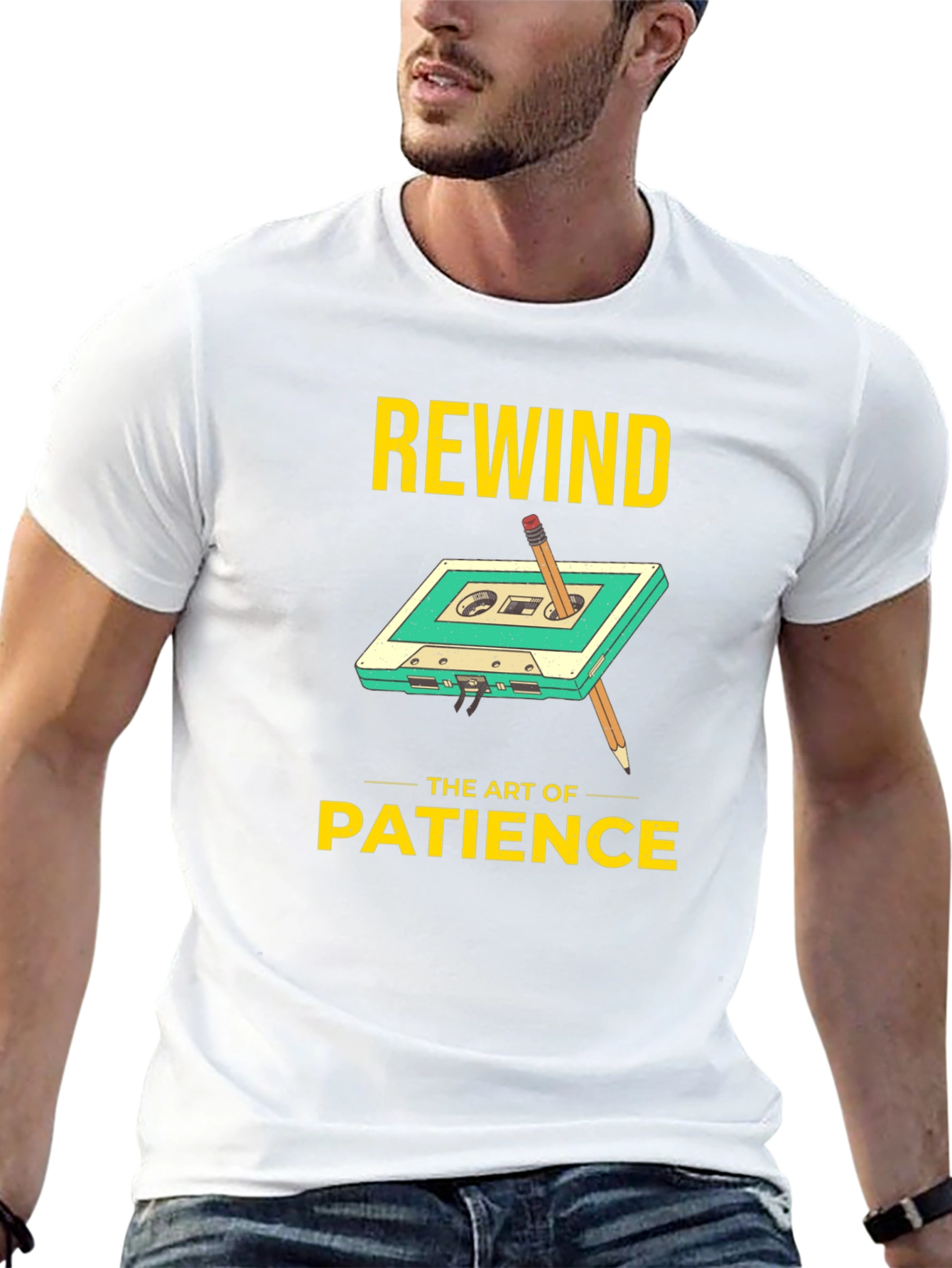 Rewind Patience Graphic Tee - Black Cotton