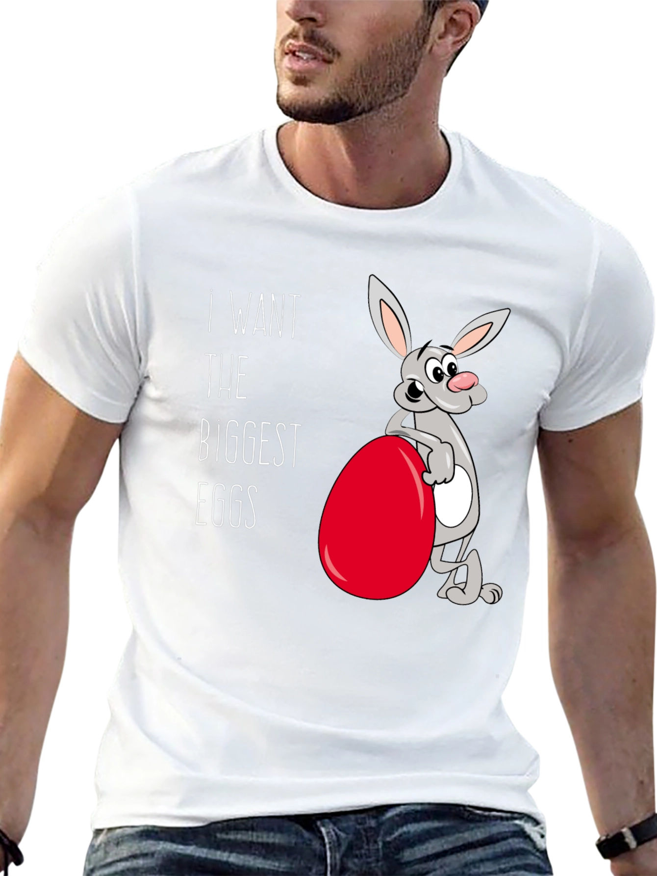 Funny Easter Bunny T-Shirt - Biggest Eggs!