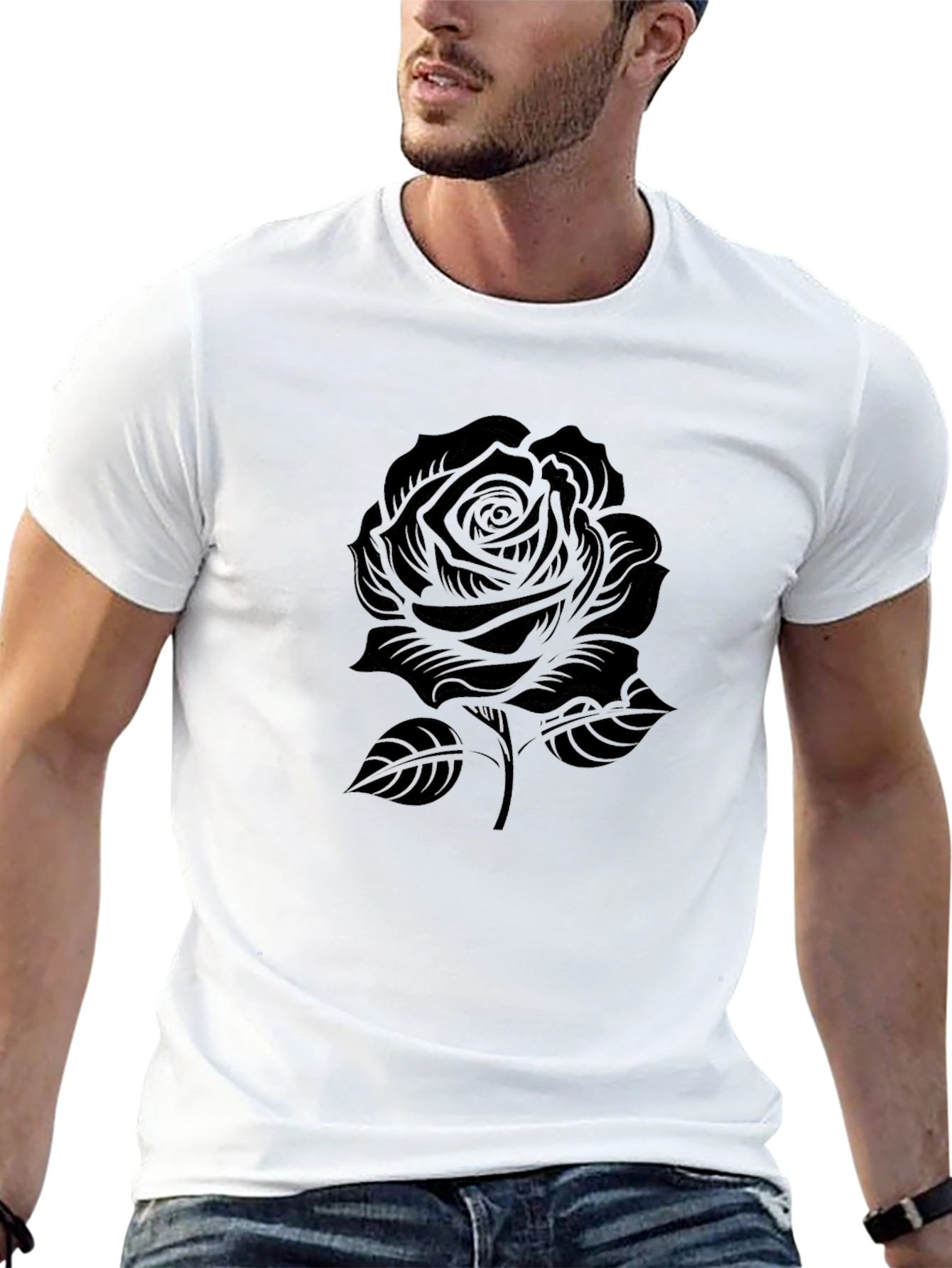 Black Rose Graphic Tee - Mens Casual Shirt