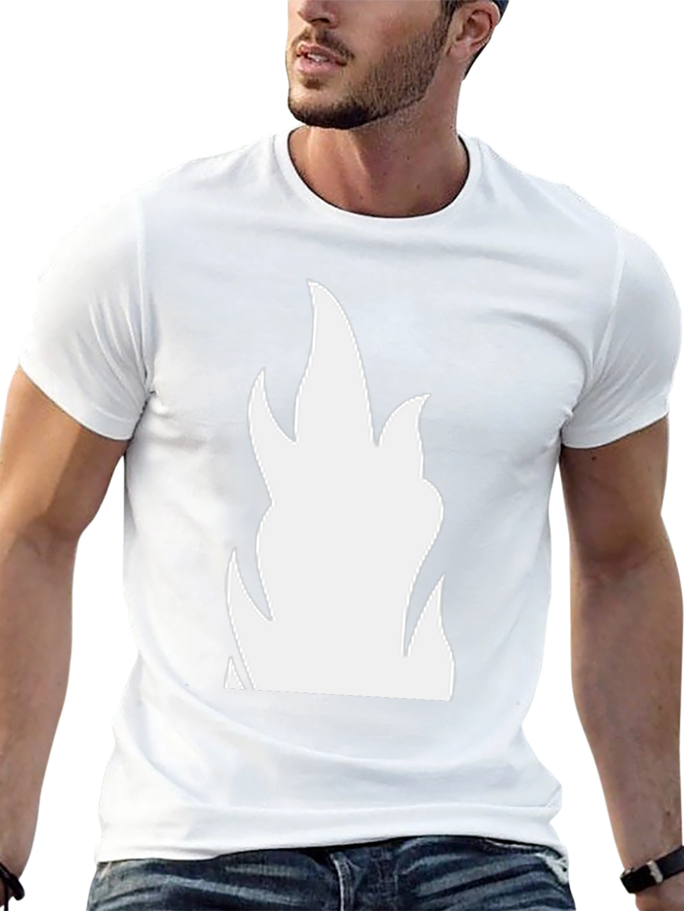 Bold Flame Graphic Tee - Black Cotton T-Shirt