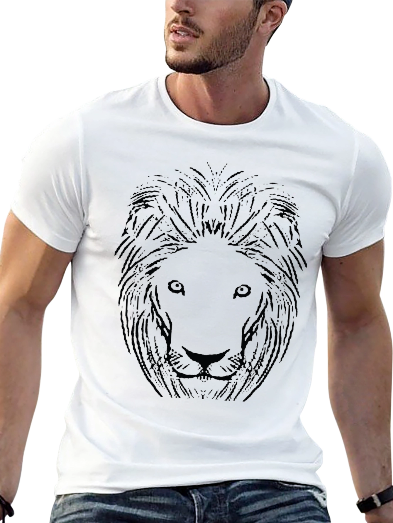 Lion Graphic Black T-Shirt for Men
