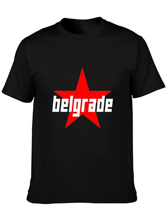 Belgrade Star Graphic Tee - Black Cotton T-Shirt