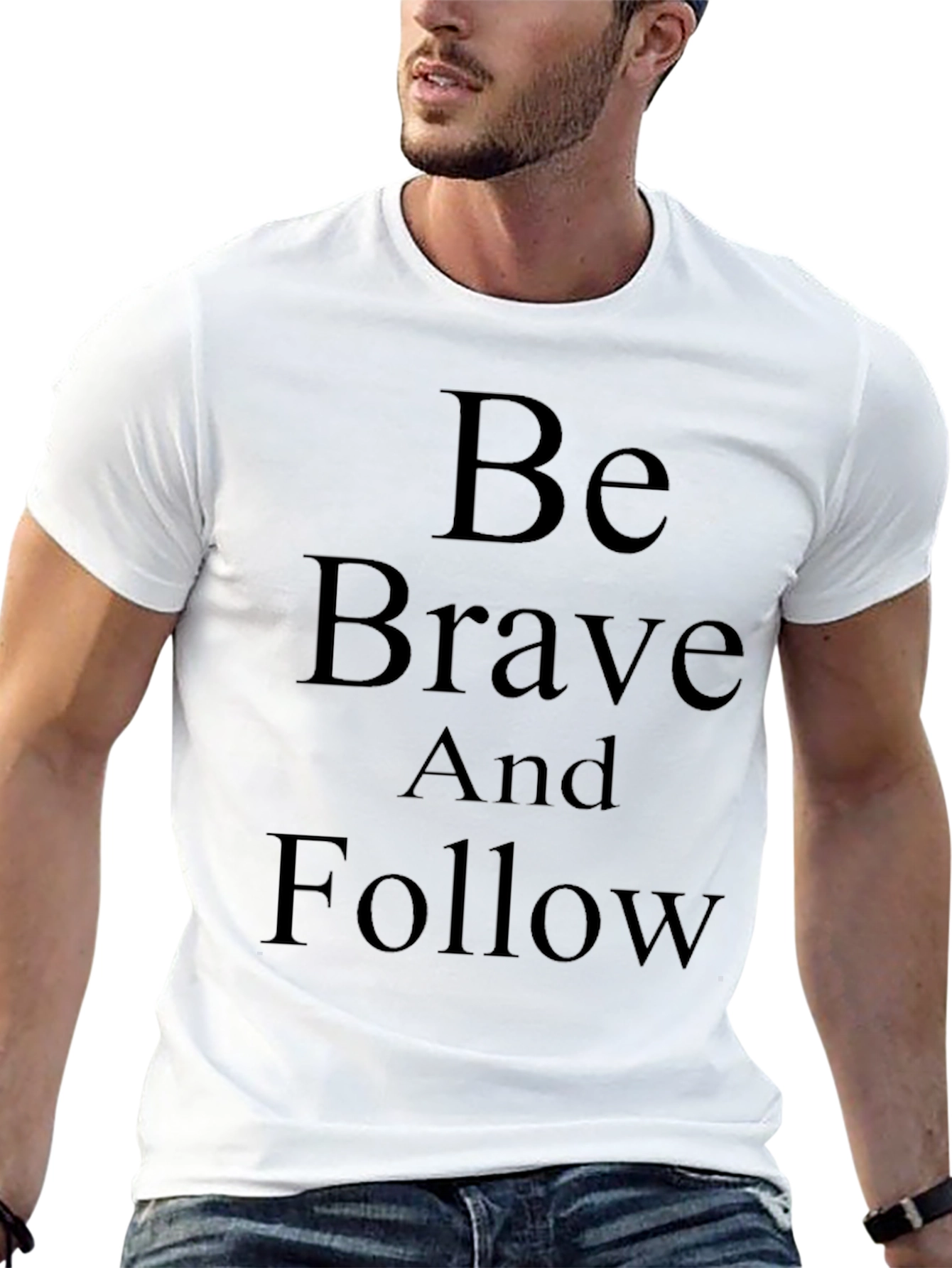 Be Brave and Follow Graphic Tee - Black
