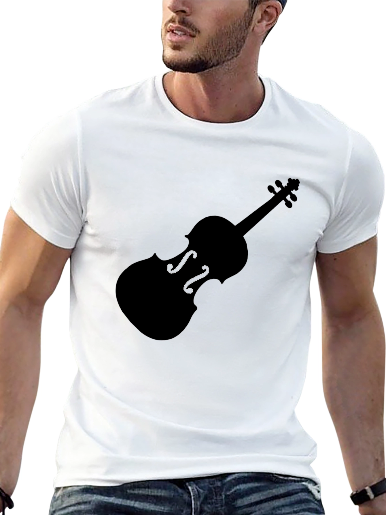 Violin Graphic Tee - Black Music Lover T-Shirt