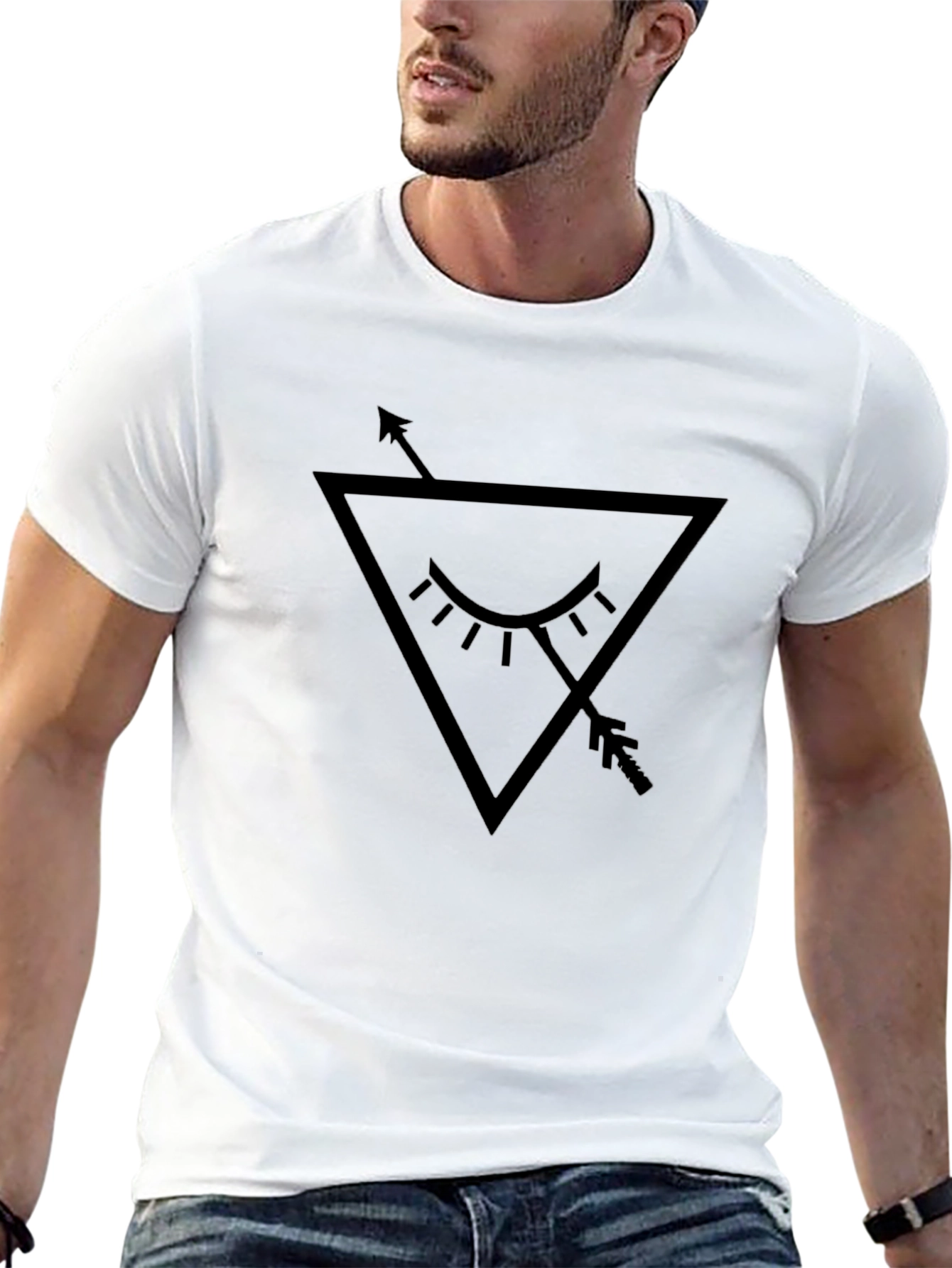 Triangle Eye Arrow Graphic Tee - Black Unisex