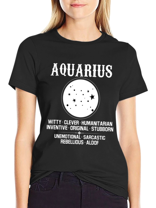 Aquarius Zodiac Star Sign Black T-Shirt