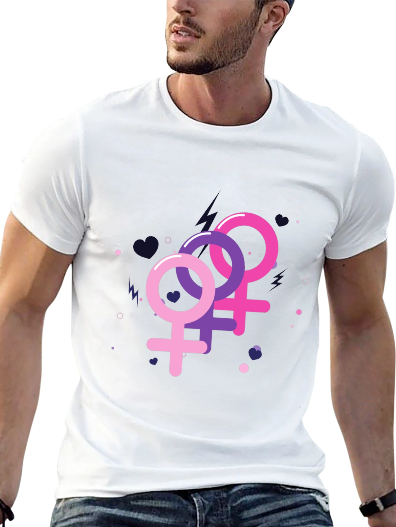 Feminine Symbols Graphic Tee - Black Cotton Shirt