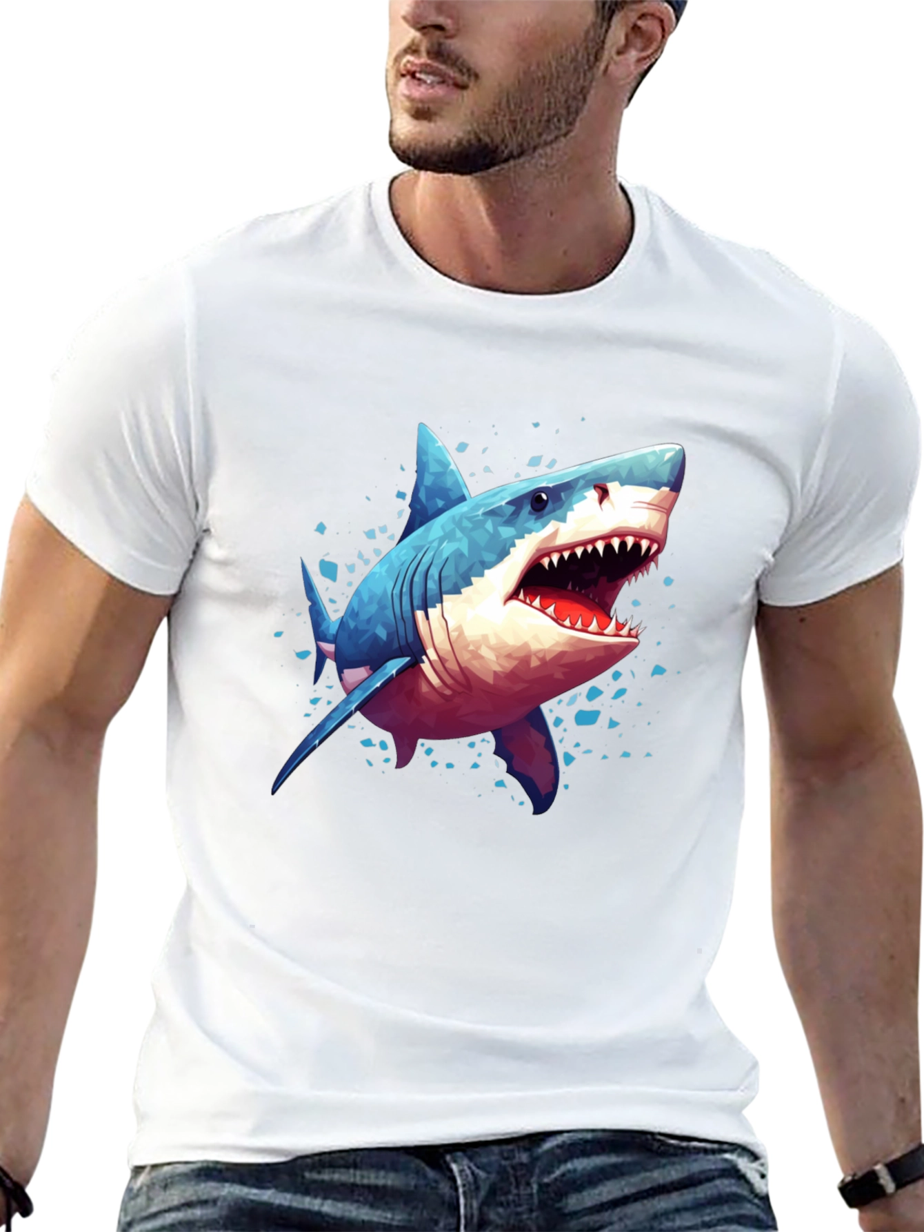 Shark Graphic Tee - Black Cotton