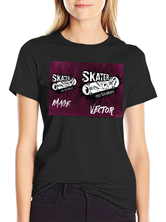 Skater No Brakes Graphic Black T-Shirt