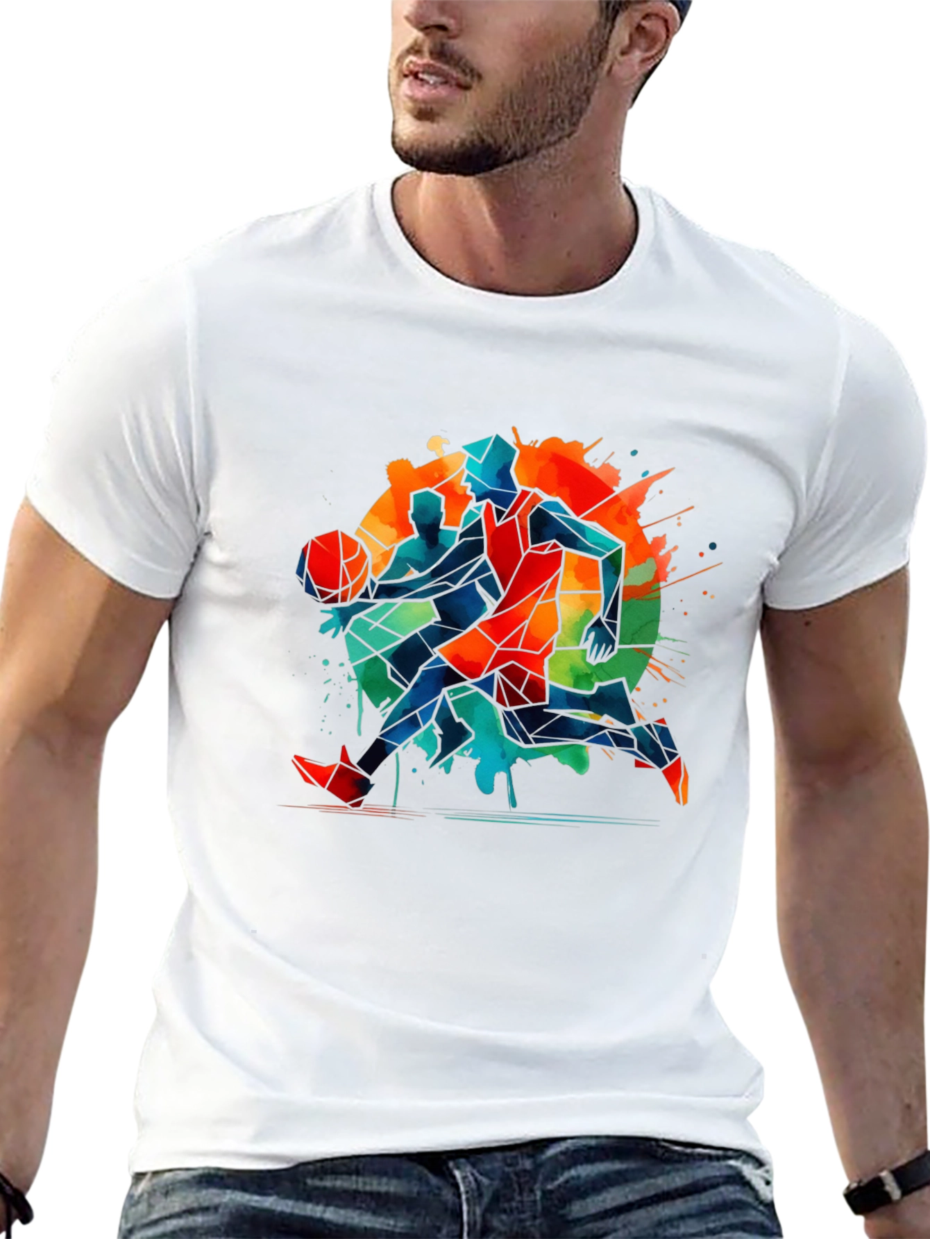 Basketball Art Graphic Tee - Modern Abstract Design