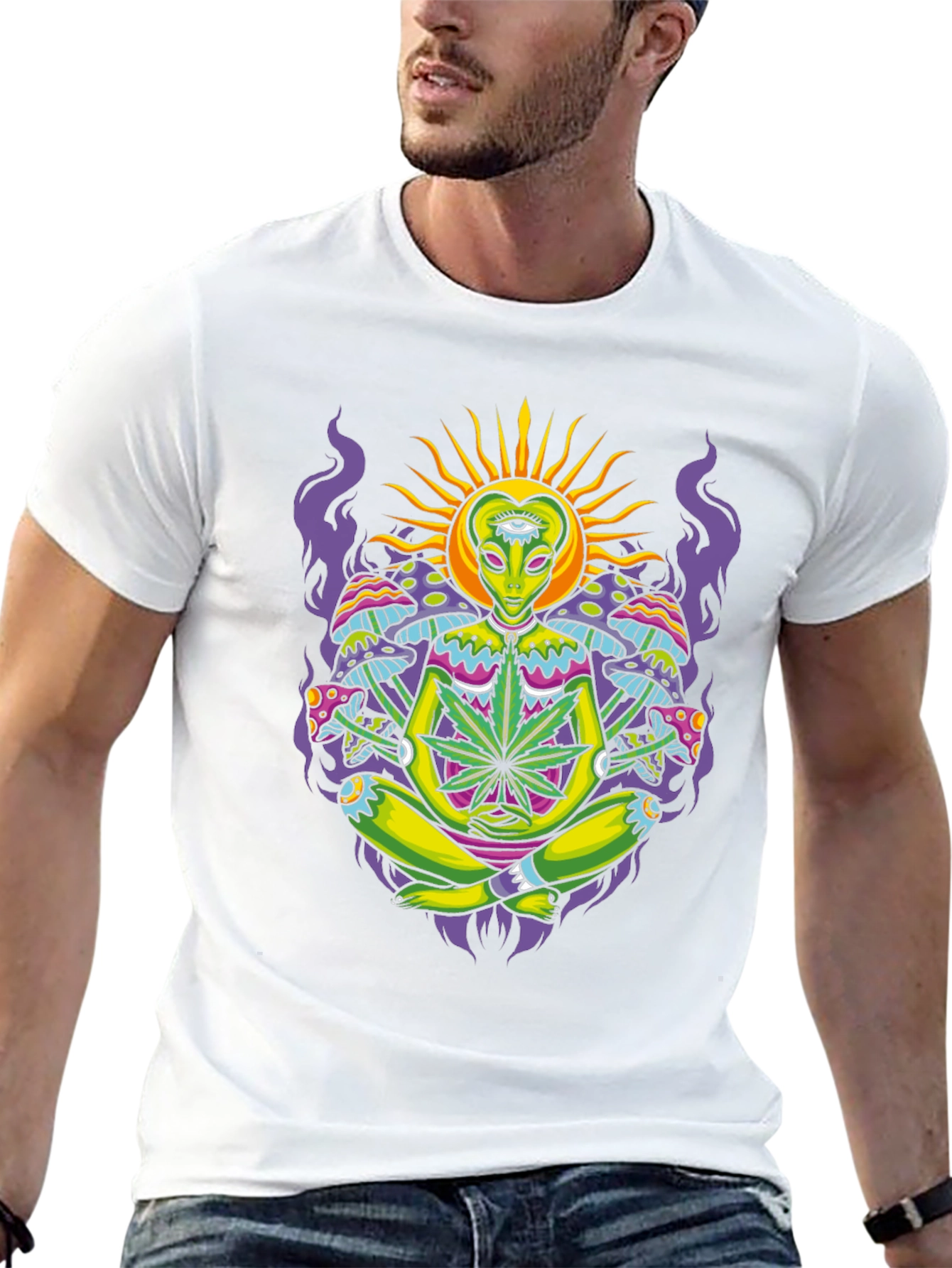 Psychedelic Alien Meditating T-Shirt