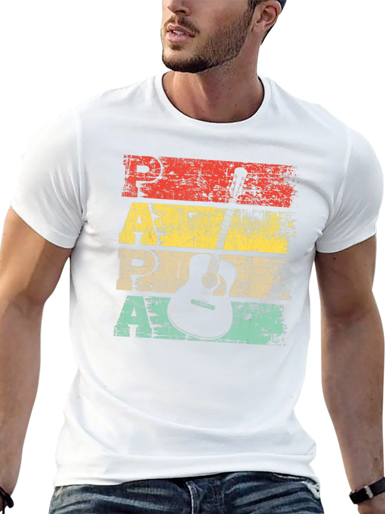 Retro Papa Guitar T-Shirt - Musician Fathers Day Tee