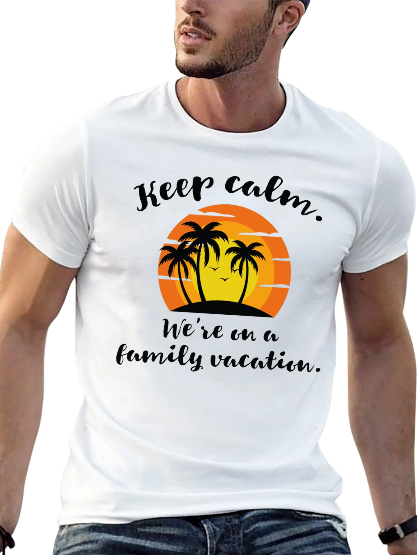 Keep Calm Family Vacation Black T-Shirt