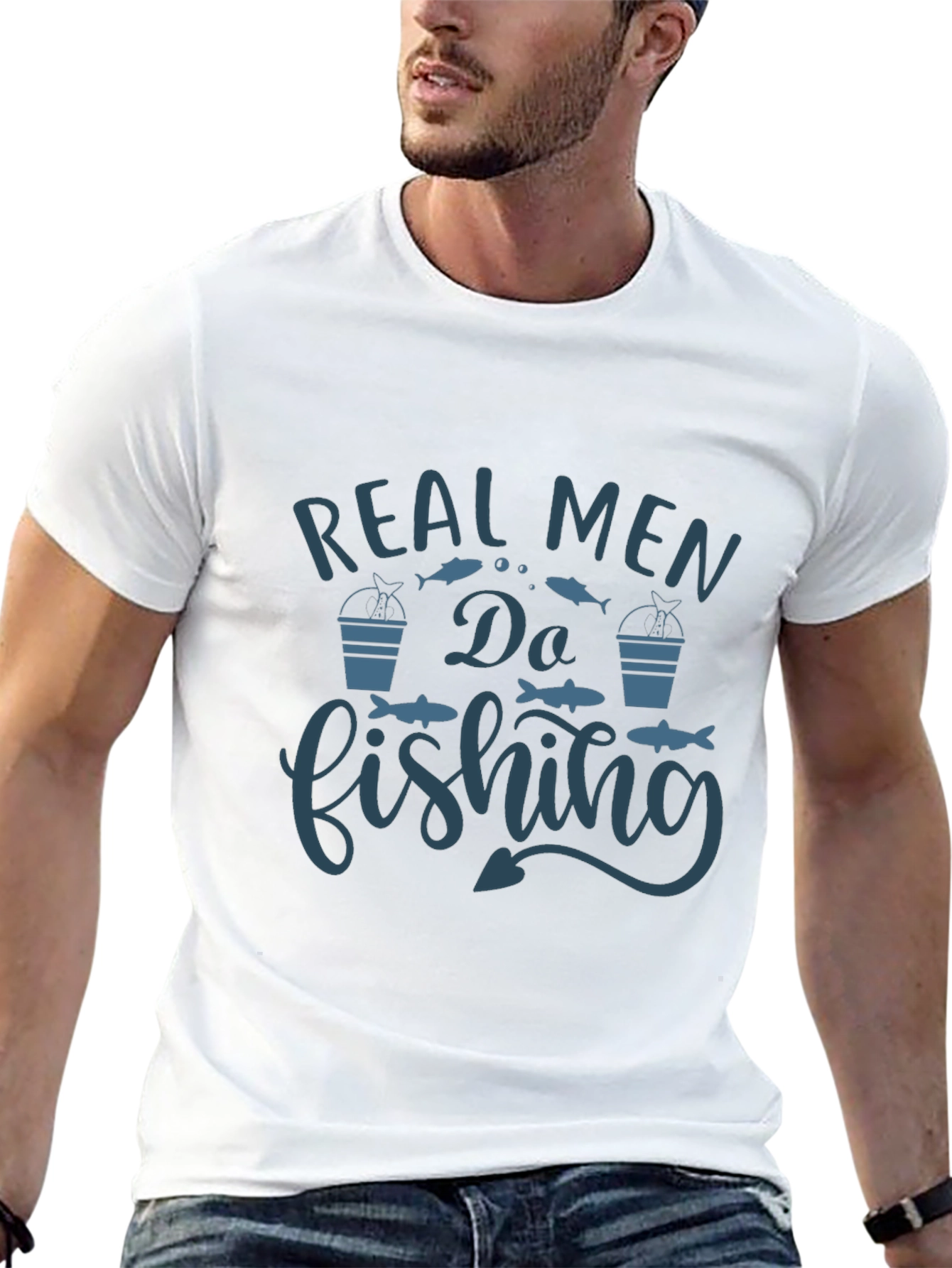 Real Men Do Fishing Graphic T-Shirt