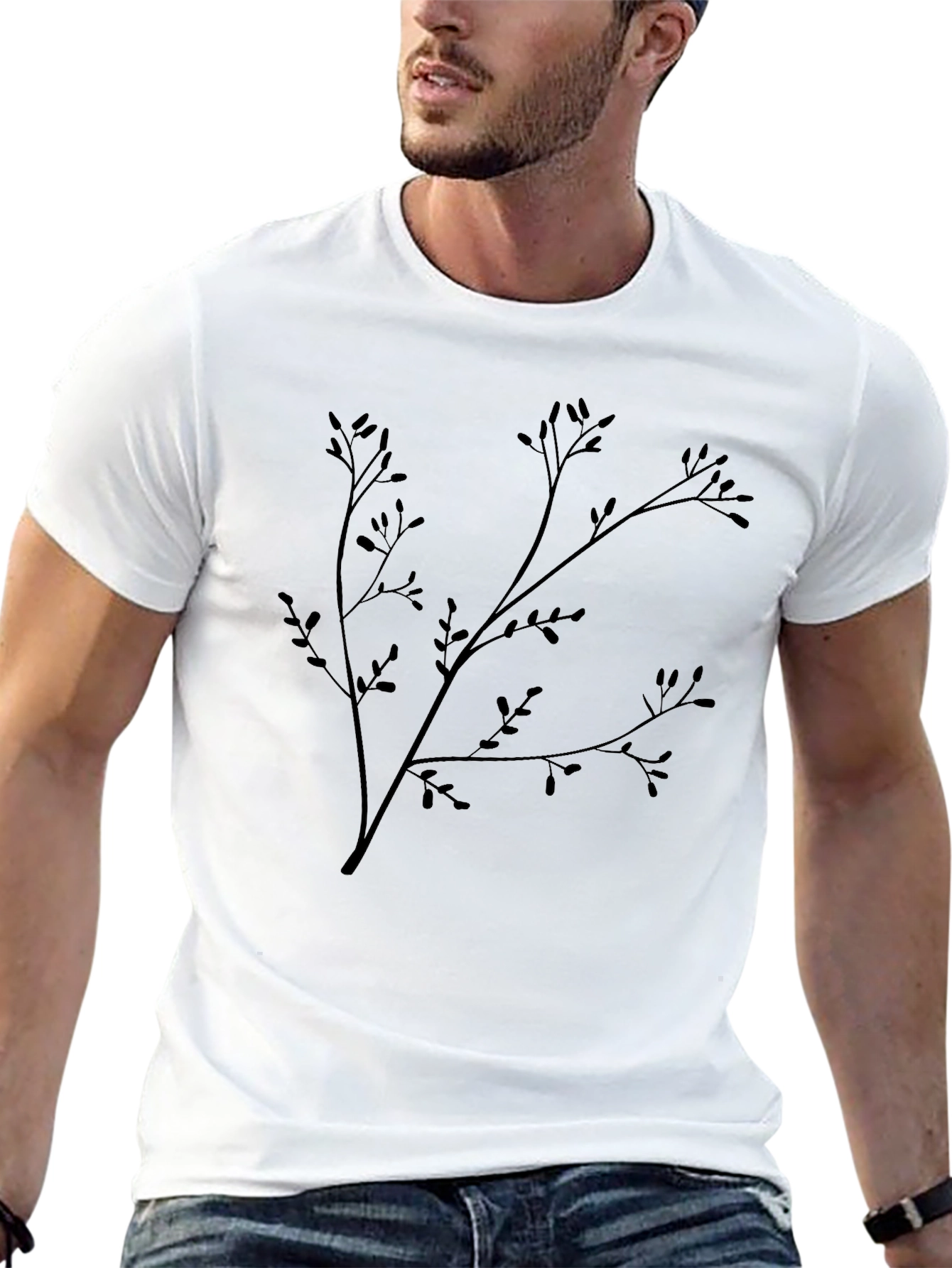 Black Branch Print T-Shirt
