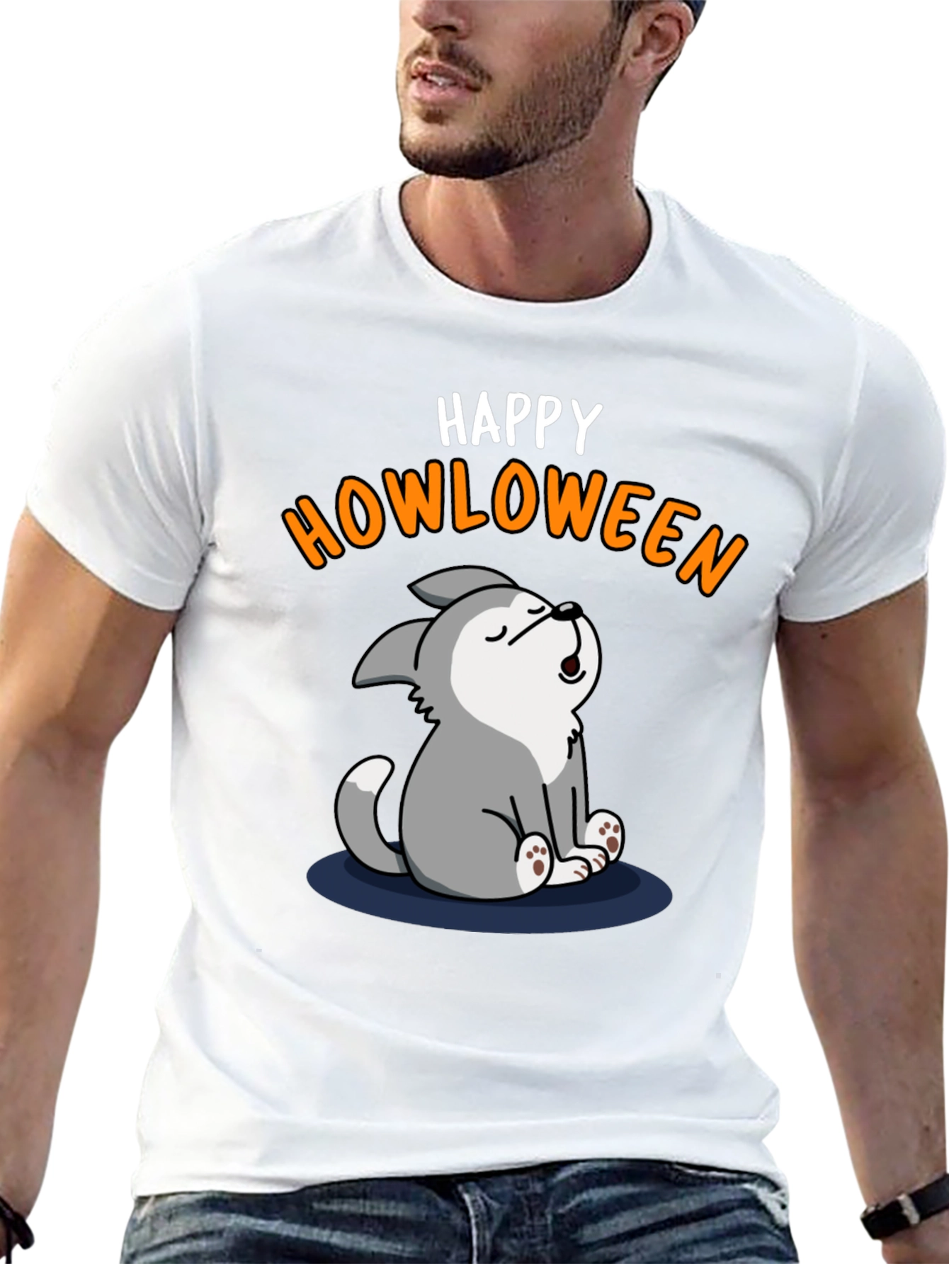 Happy Howloween T-Shirt - Cute Wolf Halloween Tee