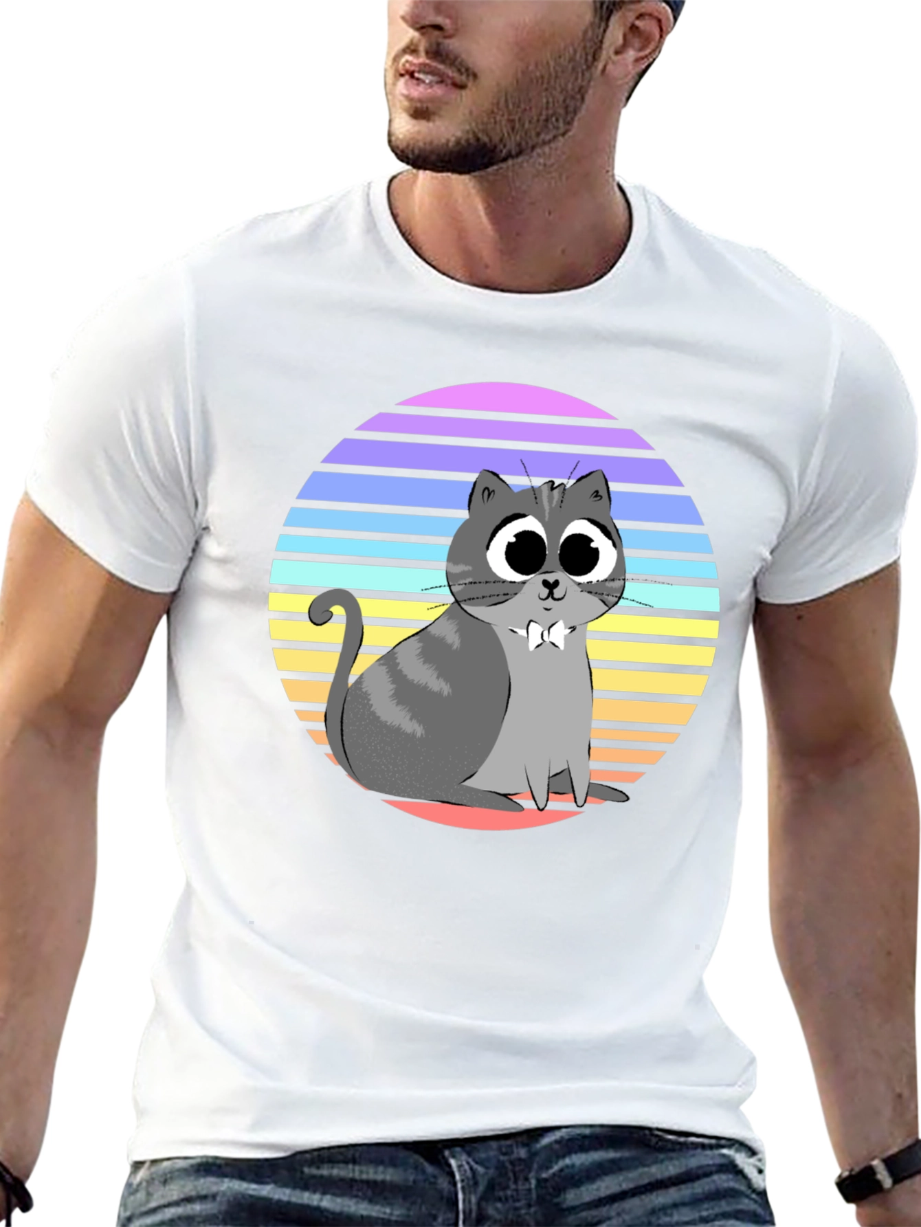 Cute Cat T-Shirt - Retro Style