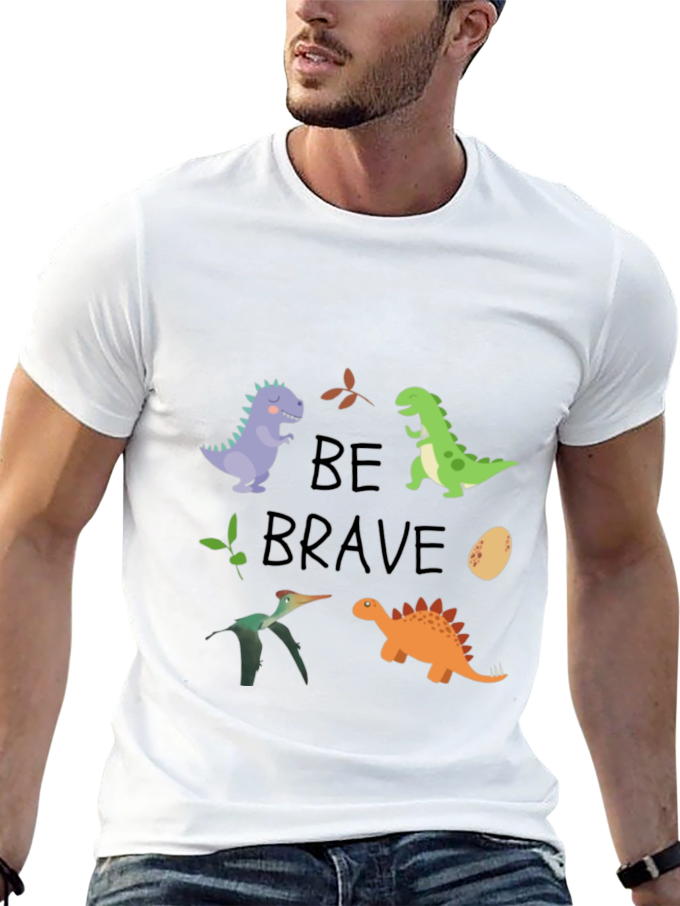 Dinosaur Graphic Print Black Tee - Be Brave