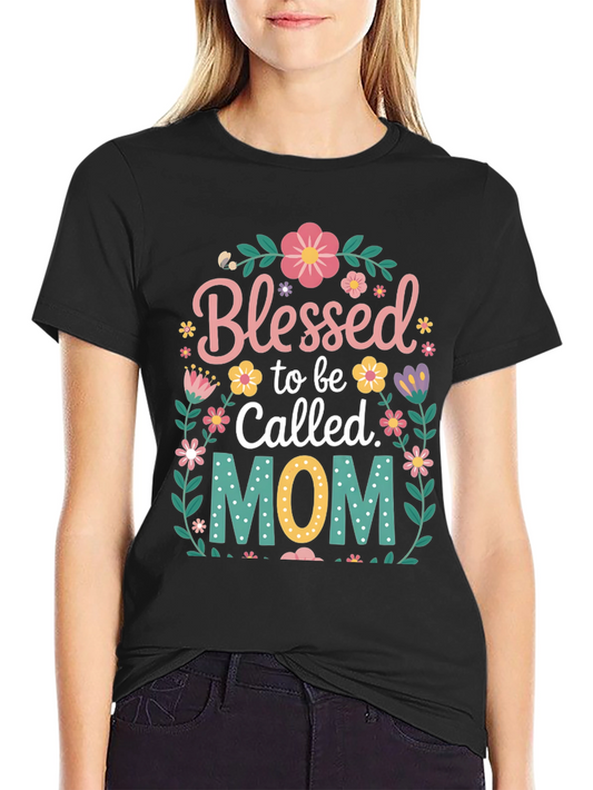 Blessed Mom Floral Graphic T-Shirt
