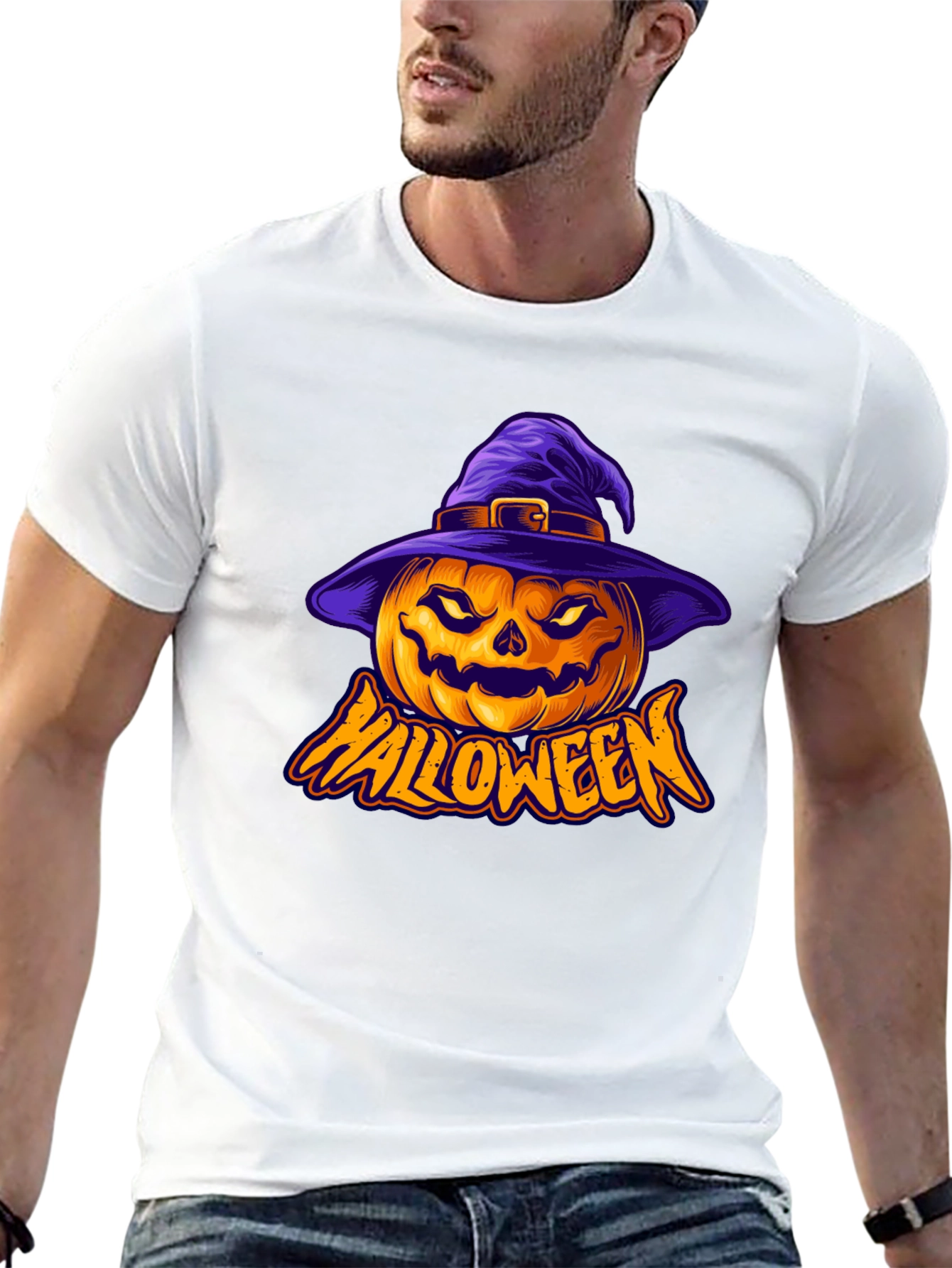 Halloween Pumpkin Witch Hat Graphic Tee